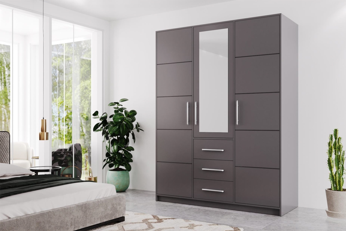 Šatníková skriňa Bali 147 cm - grafitová grafitowa Skriňa