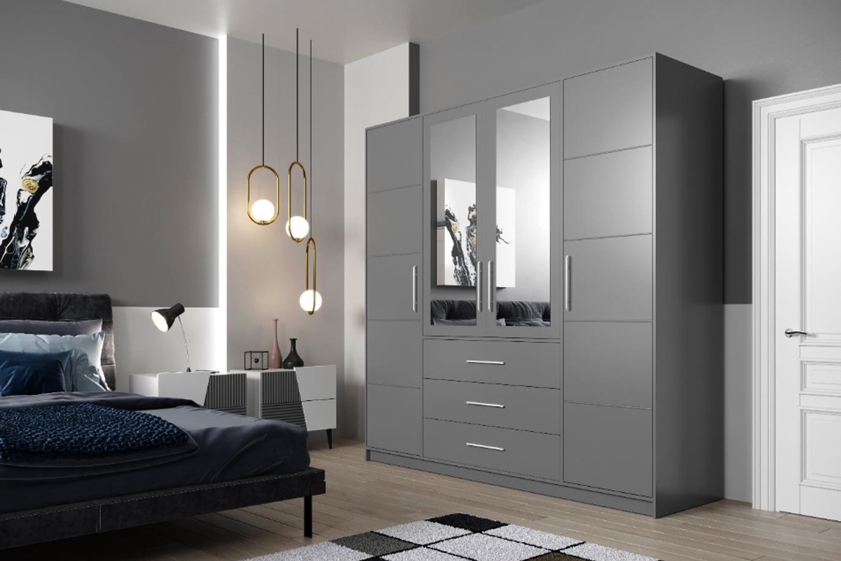 Skříň Bali 196 cm - grafitová Skříň grafit