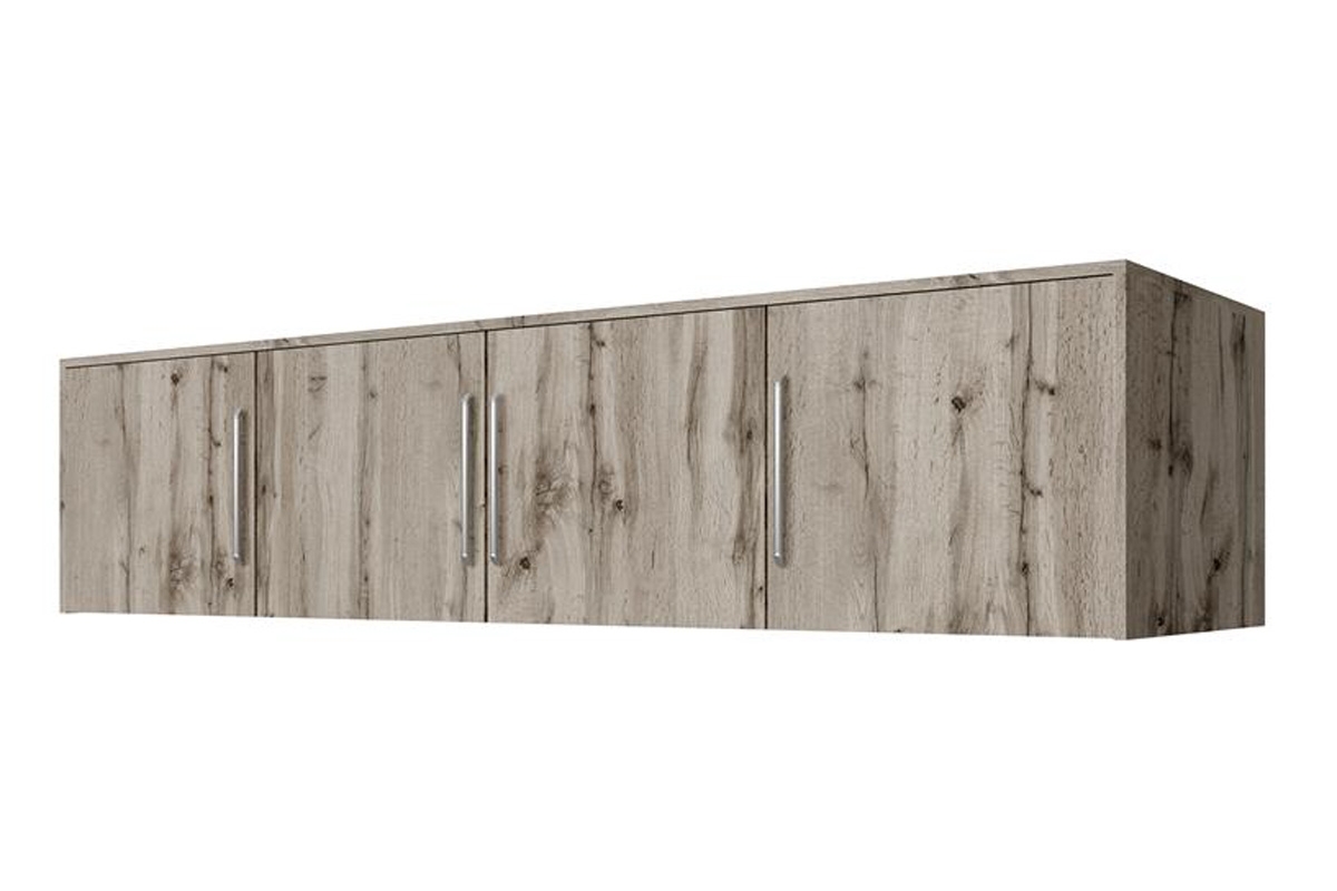 Skříň Bali 196 cm s nástavcem - dub wellington nástavec čtyřdveřový