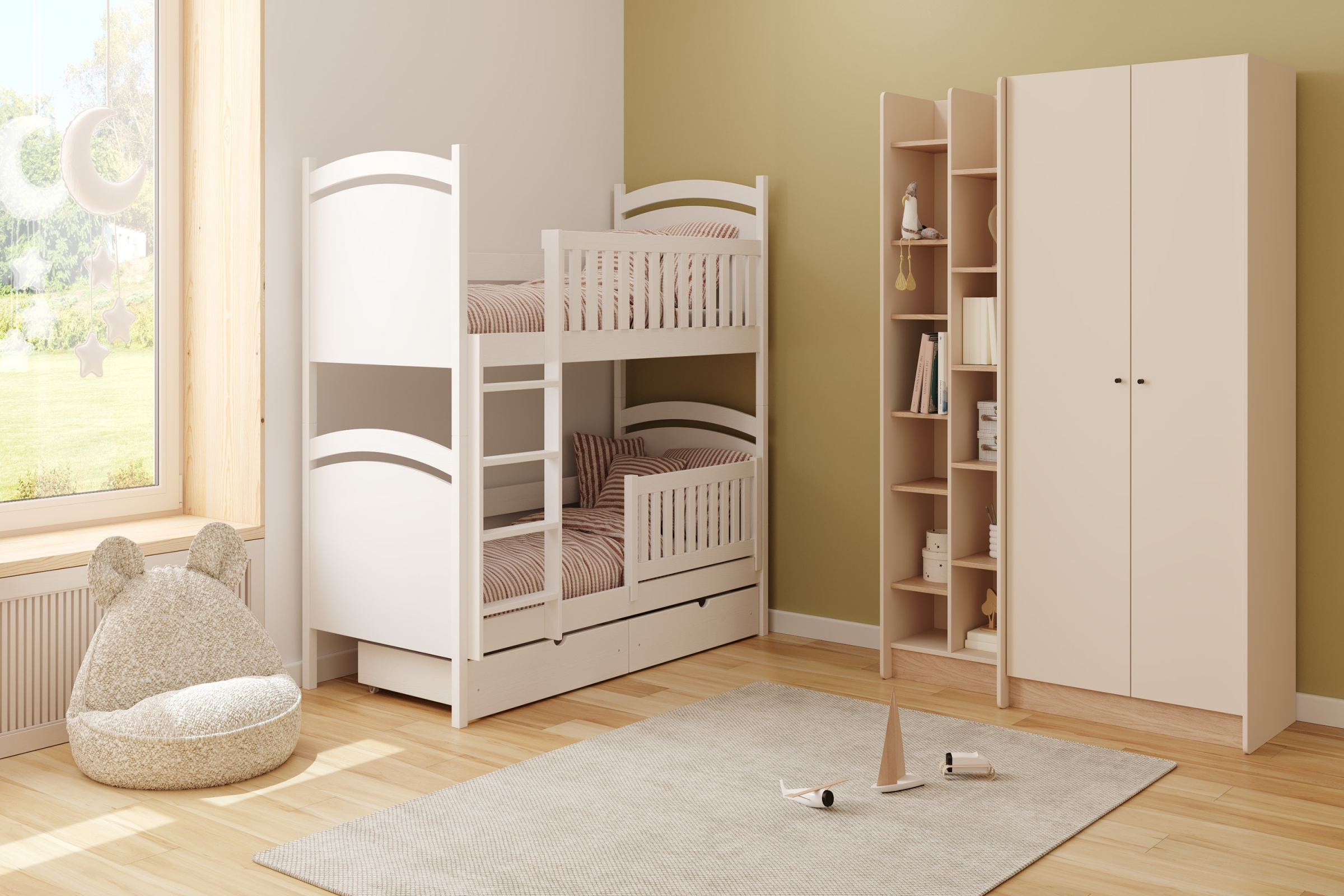 Šatníková skriňa Alessio 90 cm - béžová / dub olejovaný Skriňa Wodi 90 cm - Béžová Pieskový / Dub olejowany