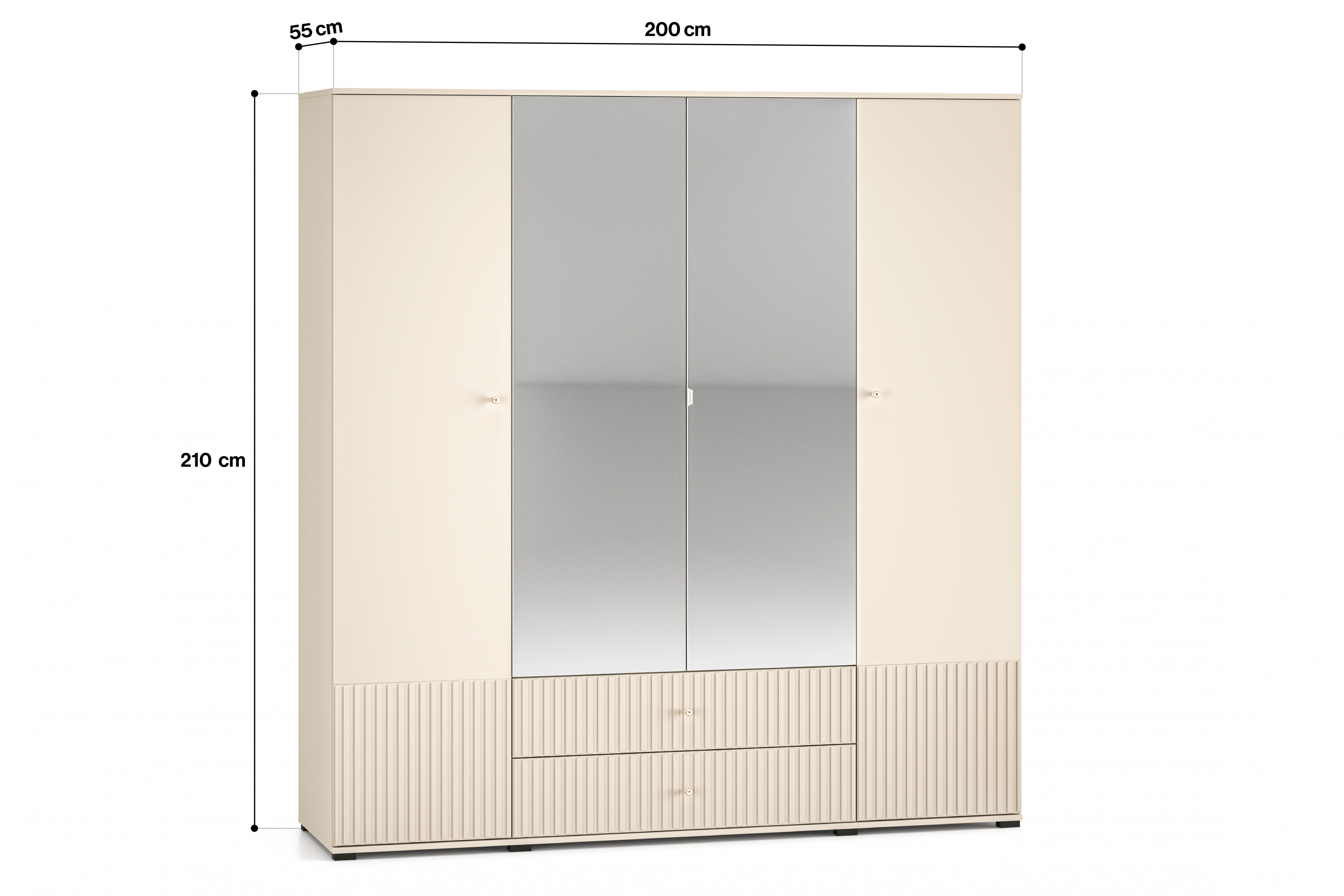 Skriňa z zrkadlom Jamuzi 200 cm - kašmír Skriňa z zrkadlom Jamuzi 23 - 150 cm - kašmír
