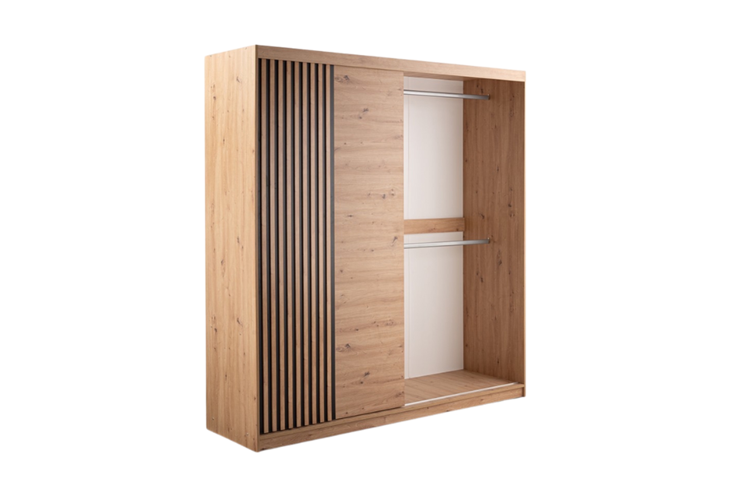 Skříň s posuvnými dveřmi Majorka 203 cm se zrcadlem a zásuvkami - dub artisan skříň z zrcadlem Nateo 103 przesuwna se zásuvkami - dub artisan 