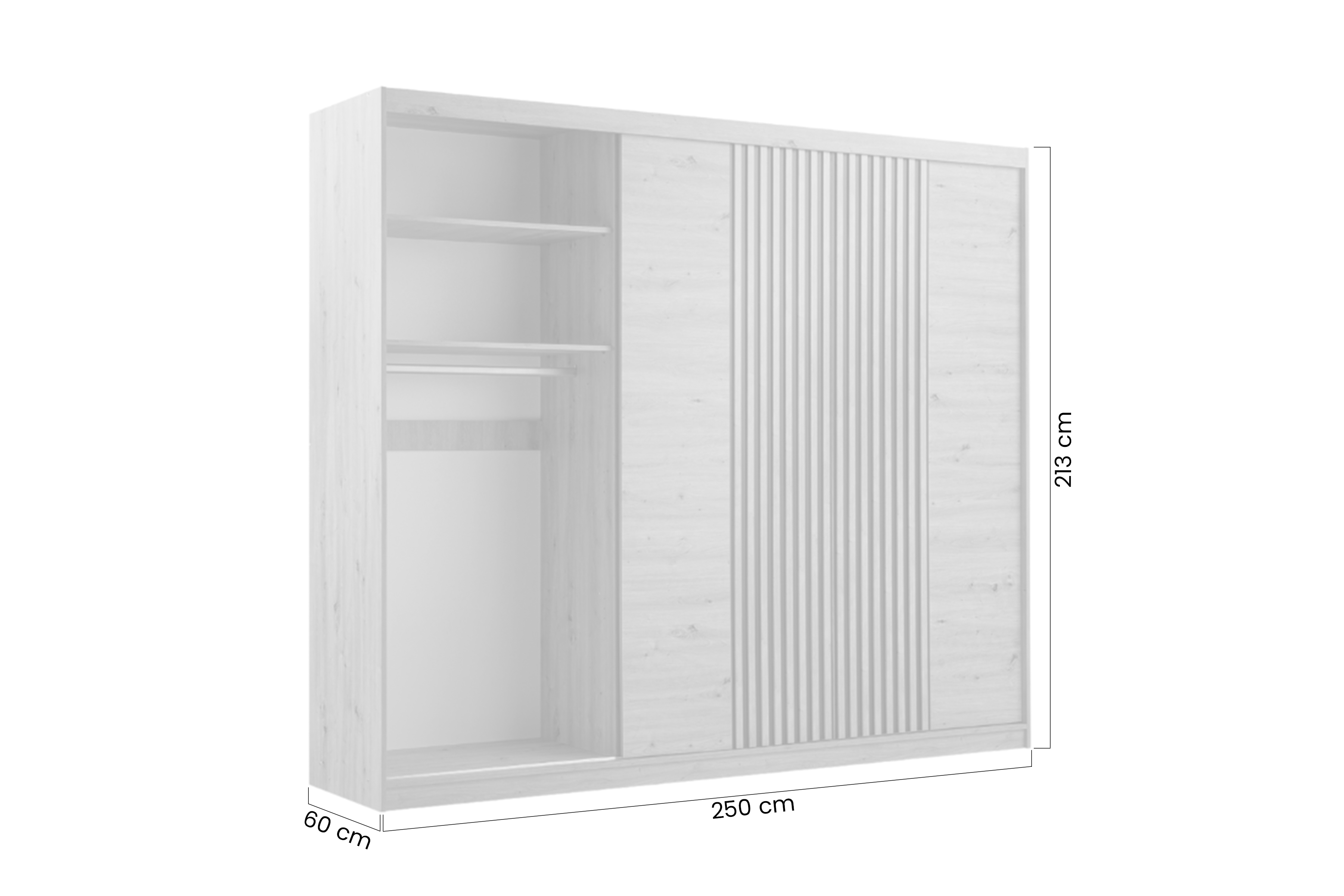 Skříň s posuvnými dveřmi Majorka 250 cm se zrcadlem a zásuvkami - dub artisan skříň z zrcadlem Nateo 250 przesuwna se zásuvkami - dub artisan 