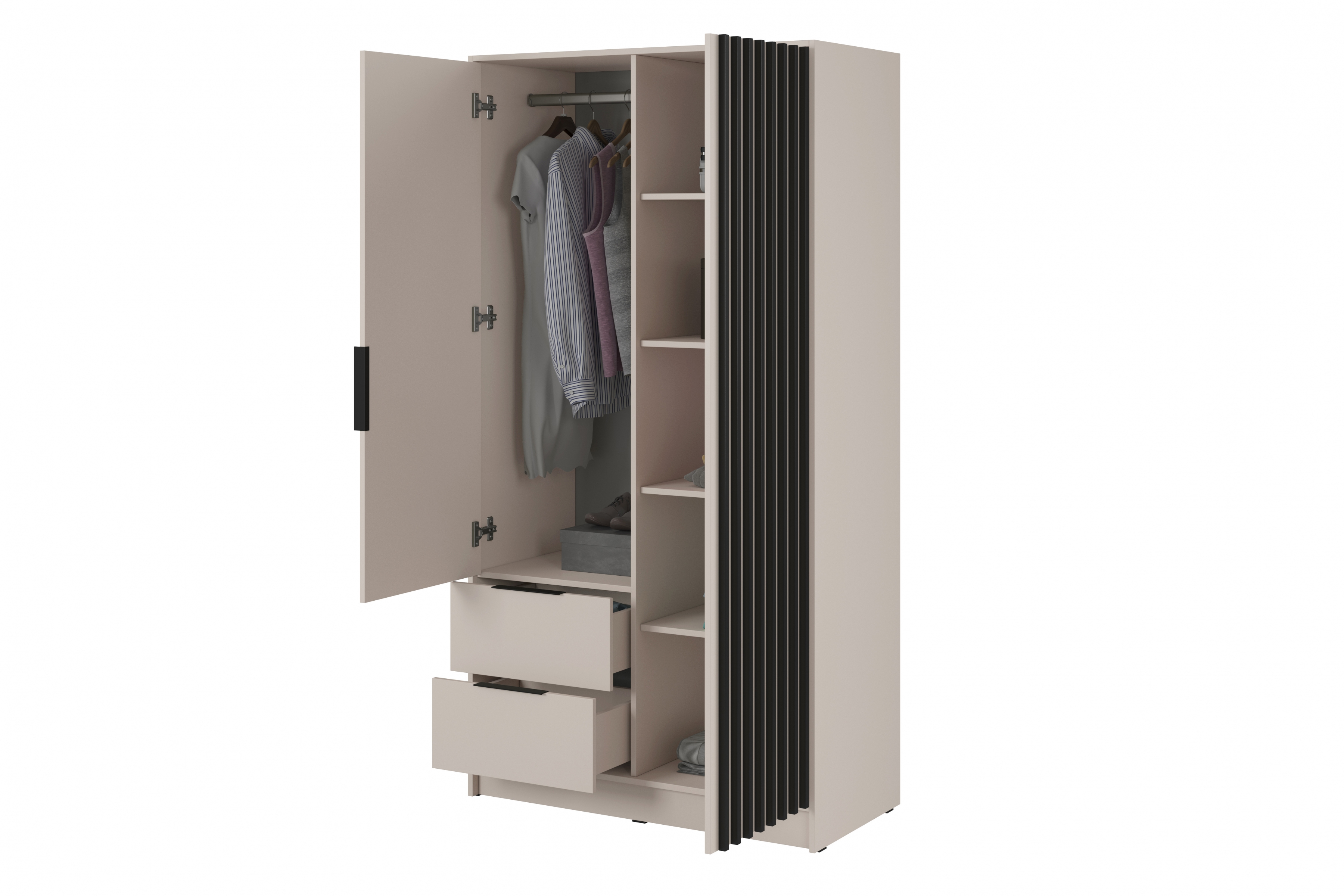 skříň z zrcadlem Neria 105 cm - kašmír / černá skříň z zrcadlem Neria 105 cm - kašmír / černá