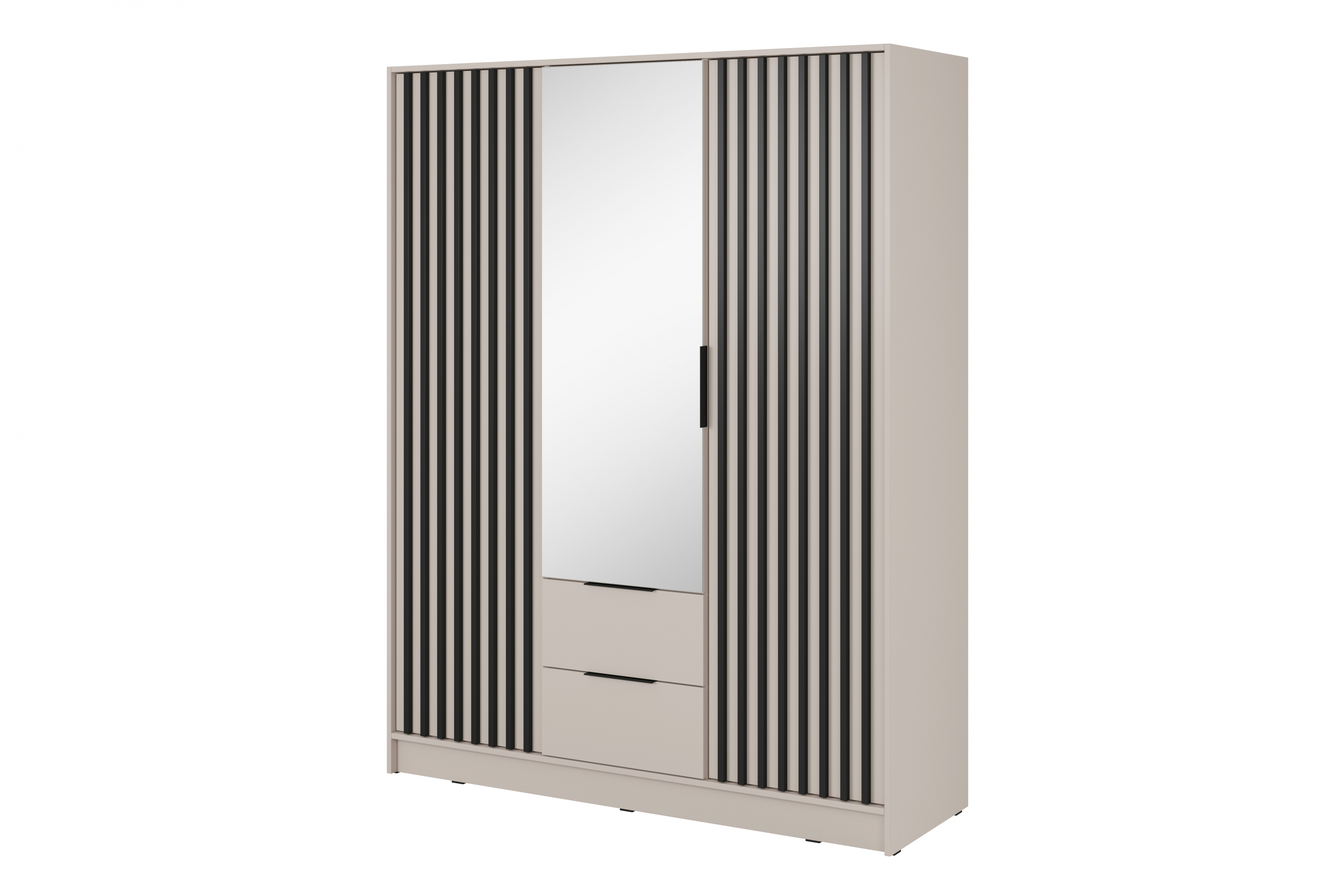 skříň z zrcadlem Neria 155 cm - kašmír / černá skříň z zrcadlem Neria 155 cm - kašmír / černá