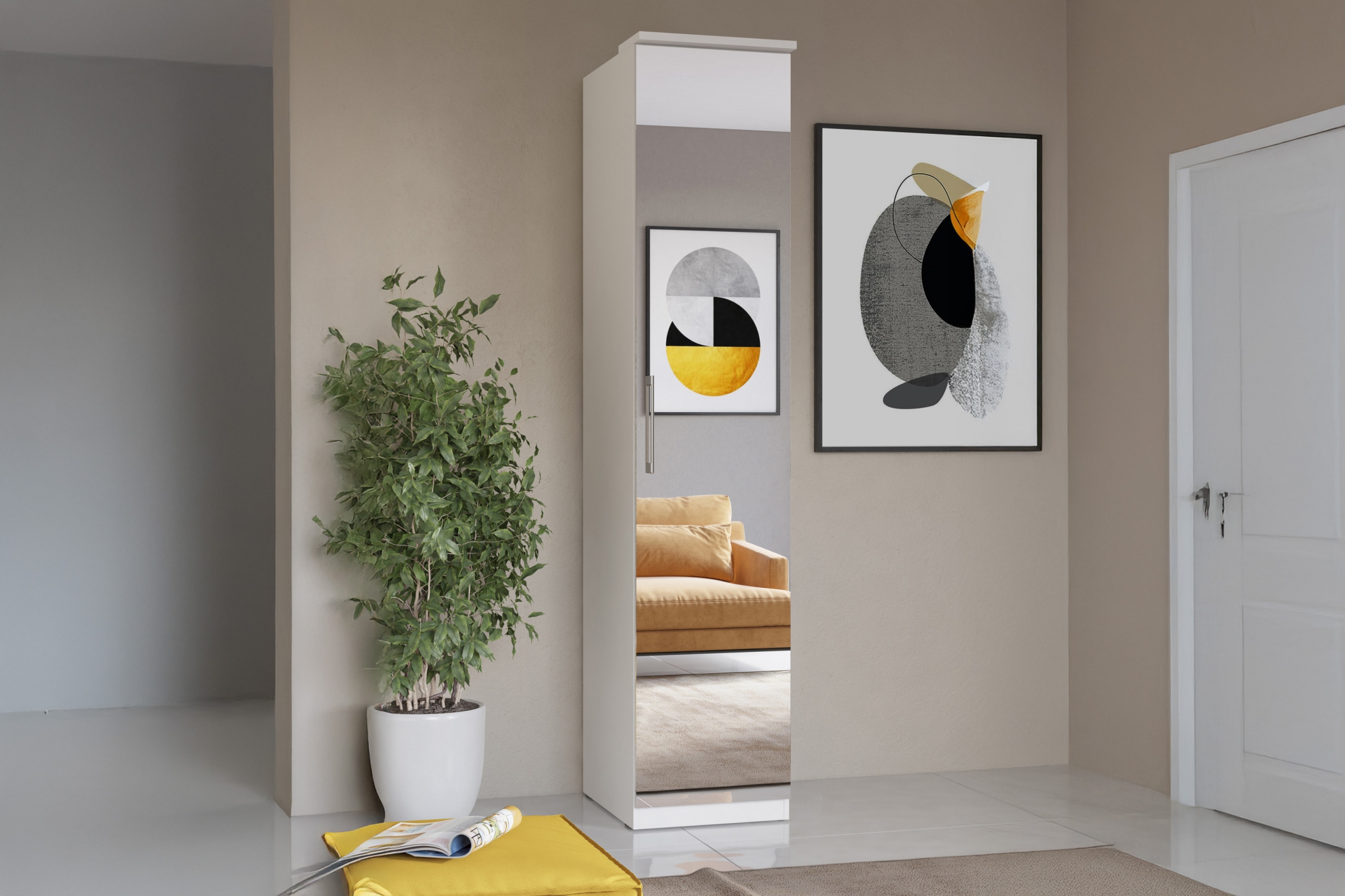 Skříň jednodveřová se zrcadlem Optima 57 L/P - bílý mat skříň z zrcadlem Optima 57 45 cm - bílá