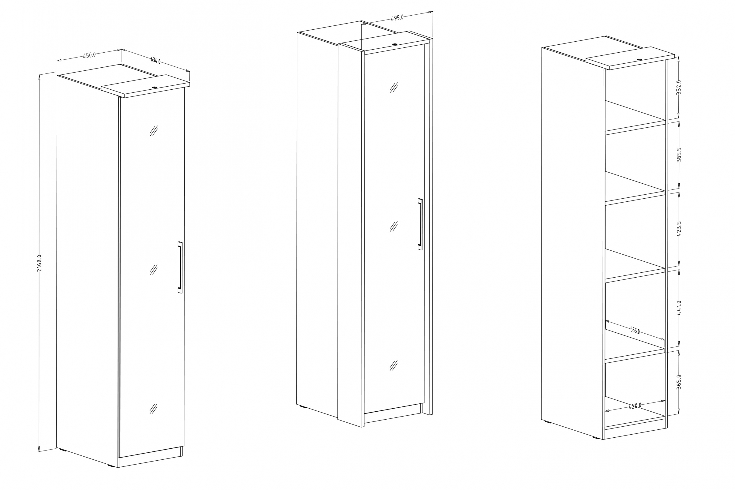 Skříň jednodveřová se zrcadlem Optima 57 L/P - bílý mat skříň z zrcadlem Optima 57 45 cm - bílá