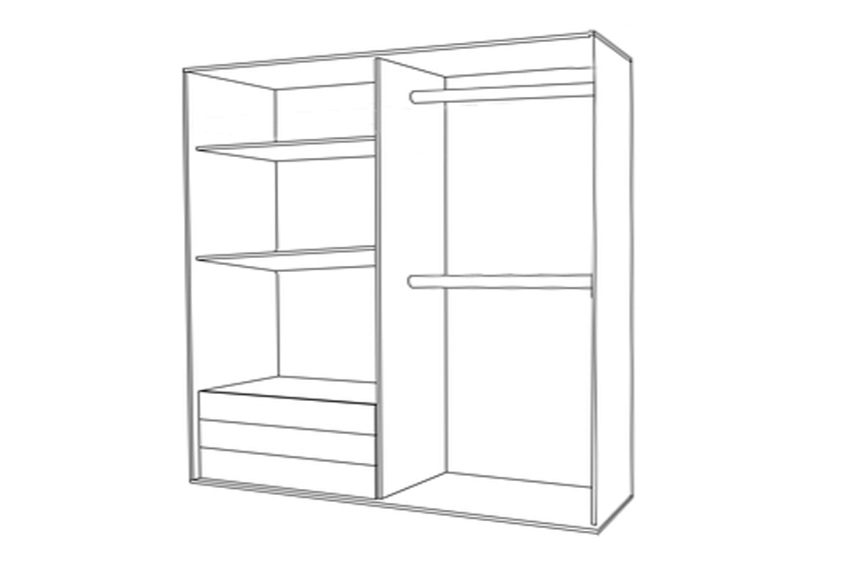 Skriňa so zrkadlom Pekin D4 Dub wotan Skriňa otvorená 