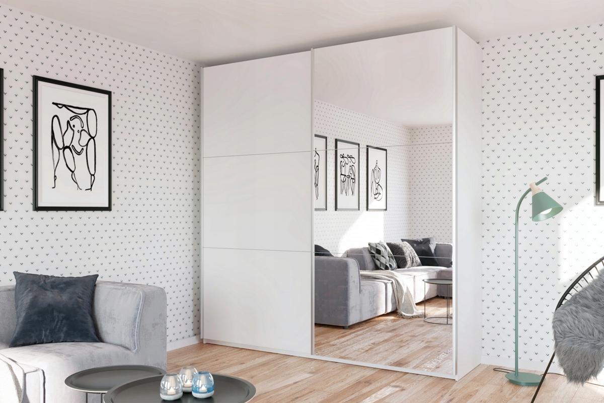 Skriňa so zrkadlom Rodos 200 Biely Skriňa z zrkadlom 