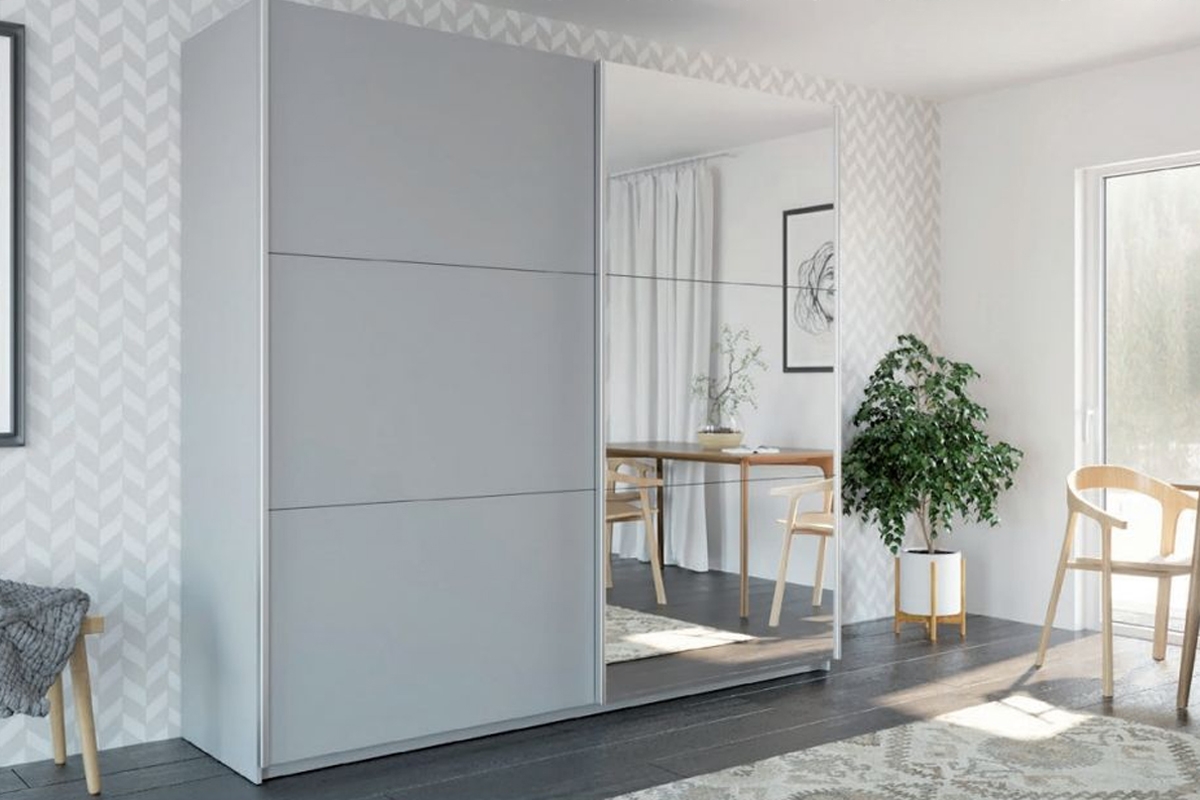 Skriňa so zrkadlom Vigo 225 Platinum Skriňa s posuvnými dverami z zrkadlom 