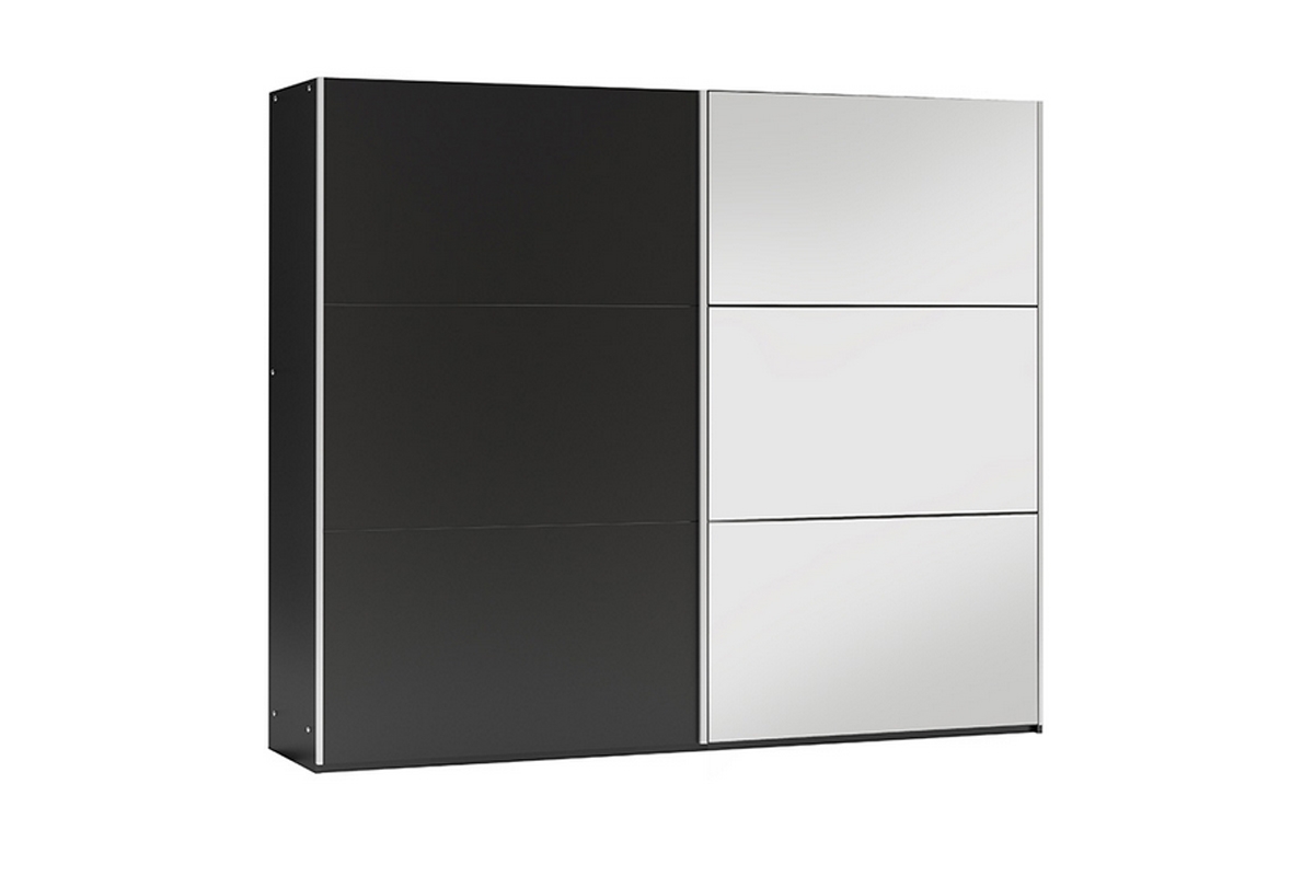 Šatní skříň Vigo 250 cm se zrcadlem - černá Skříň s posuvnými dveřmi Stůlar 