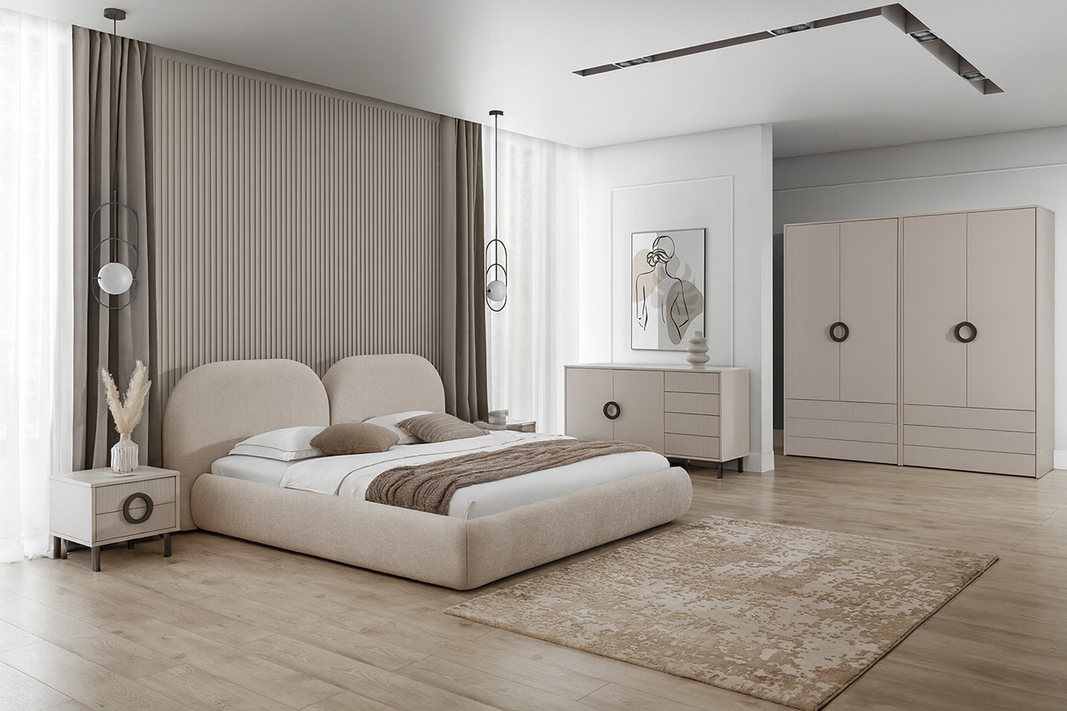 Skriňa Nubo 100 cm so zásuvkami - kašmírová / čierna Skriňa so zásuvkami Nubo 100 cm - kašmír/ Čierny 