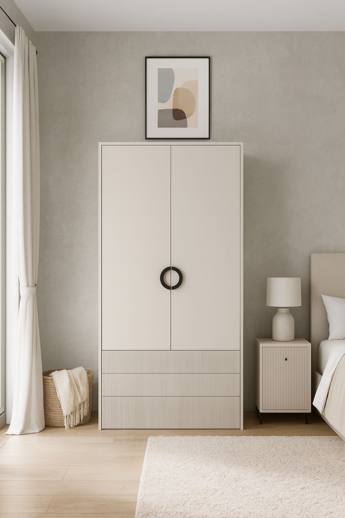 Skriňa Nubo 100 cm so zásuvkami - kašmírová / čierna Skriňa so zásuvkami Nubo 100 cm - kašmír/ Čierny 