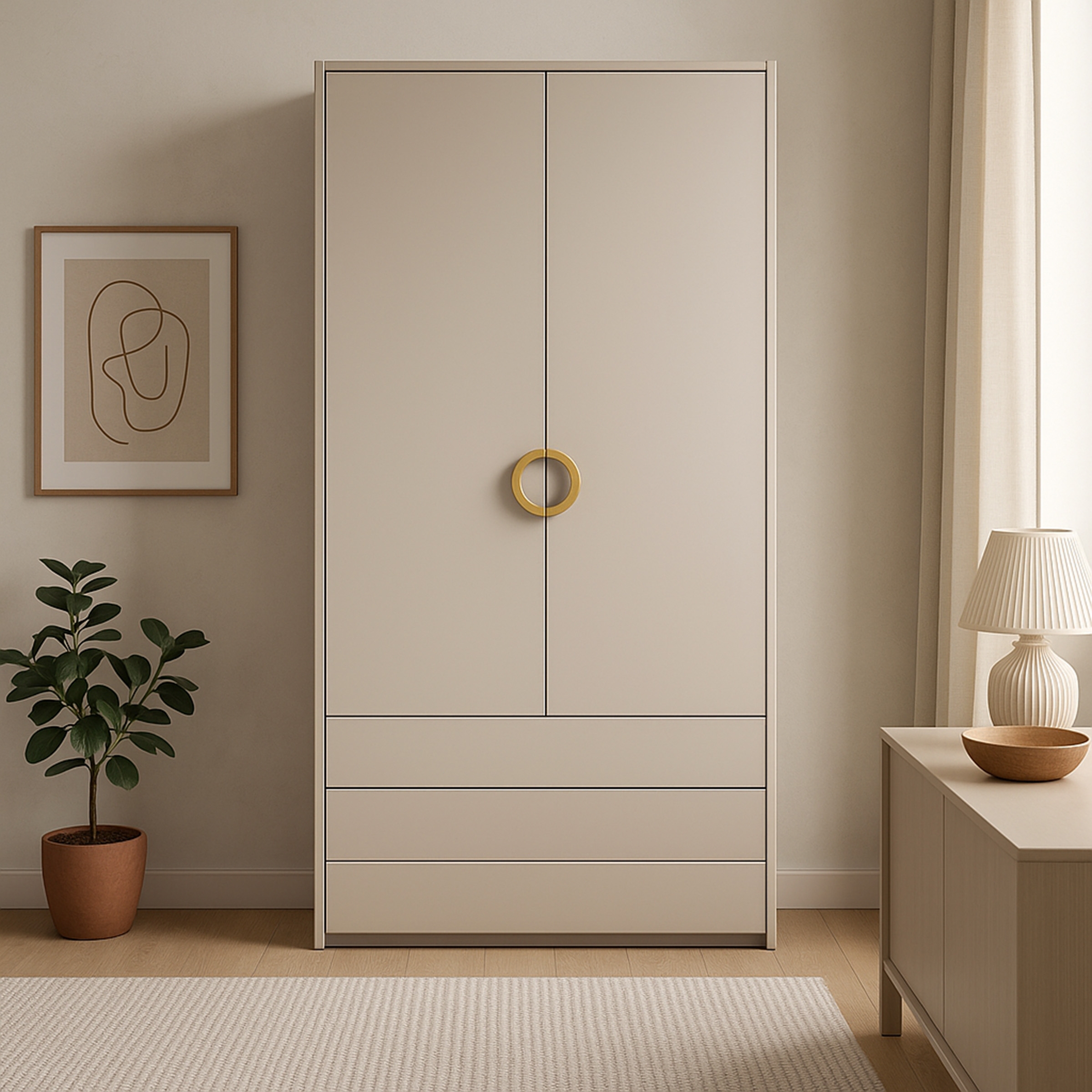 Šatní skříň se zásuvkami Nubo 100 cm - kašmír skříň se zásuvkami Nubo 100 cm - kašmír