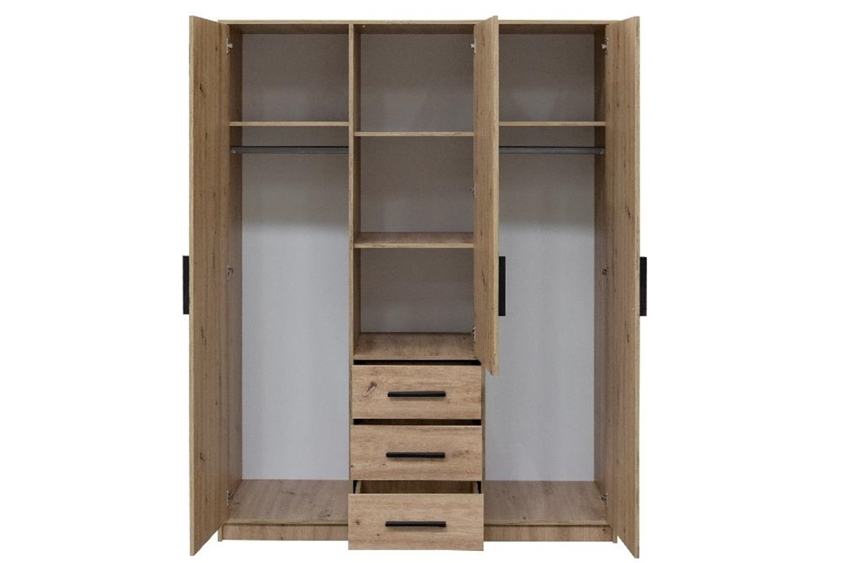 Skriňa s tromi zásuvkami i zrkadlom Kos D3 149 cm - Dub artisan Skriňa trojdverová s tromi zásuvkami i zrkadlom Kos D3 149 cm - Dub artisan