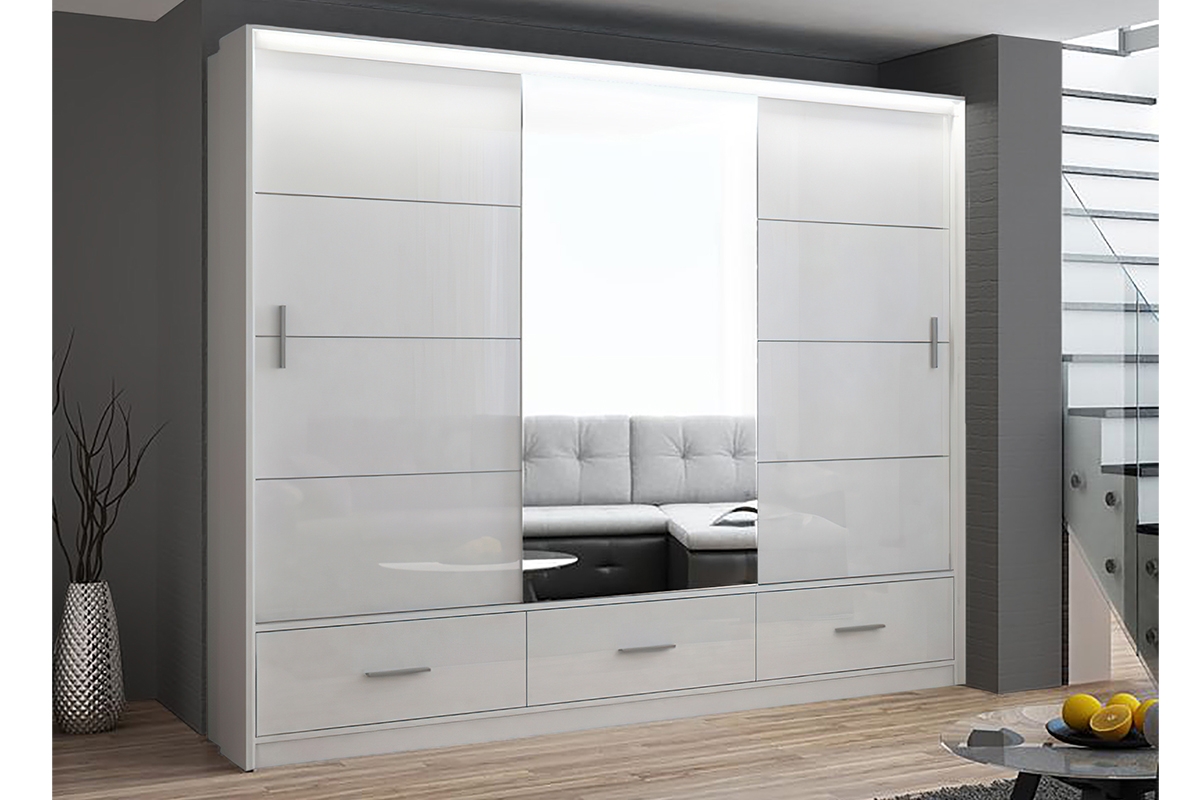 Skriňa Marsylia 250 biely lesk Zrkadlo Skriňa marsylia Biela 250 vizualizácia