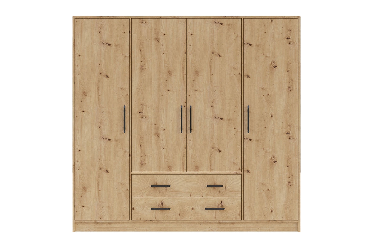 Šatní skříň Smart SR1 se zásuvkami 200 cm - dub artisan Skříň čtyřdveřová se dvěma zásuvkami SR1 Smart - artisan