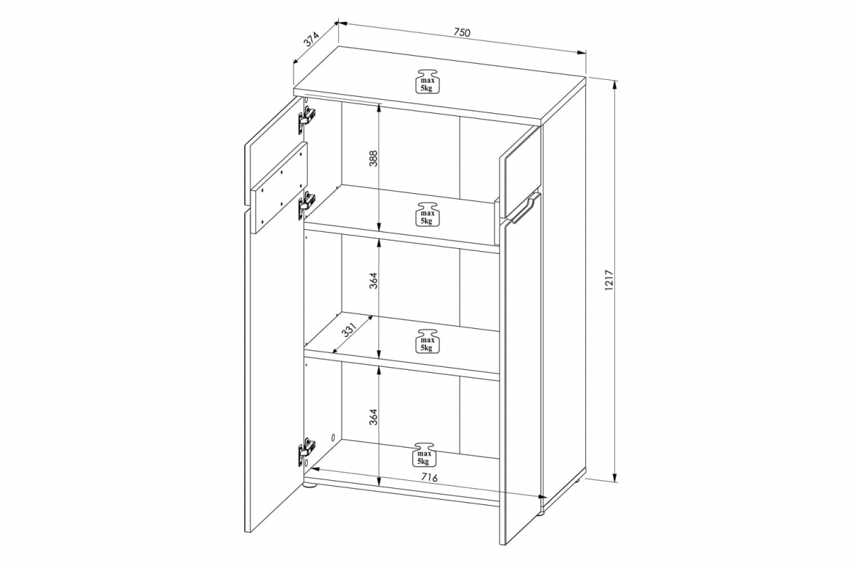 Skrinka Brego 75 cm nízka - dub artisan/grafit Skrinka Brego 75 cm nízka - Dub artisan/grafit