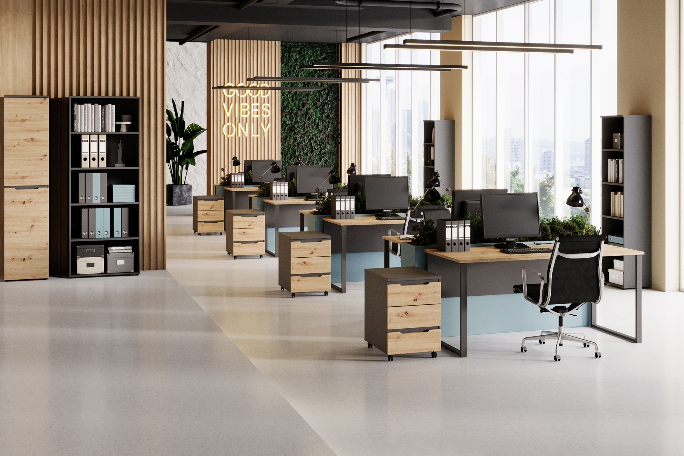 Skříňka Brego 45 cm nízká - dub artisan / grafitová skříňka Brego nízká 45 cm - dub artisan/grafit