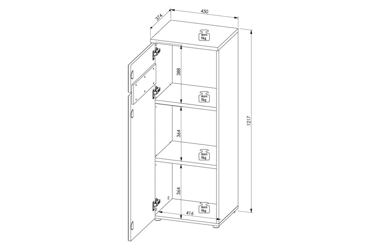 Skříňka Brego 45 cm nízká - dub artisan / grafitová skříňka Brego nízká 45 cm - dub artisan/grafit