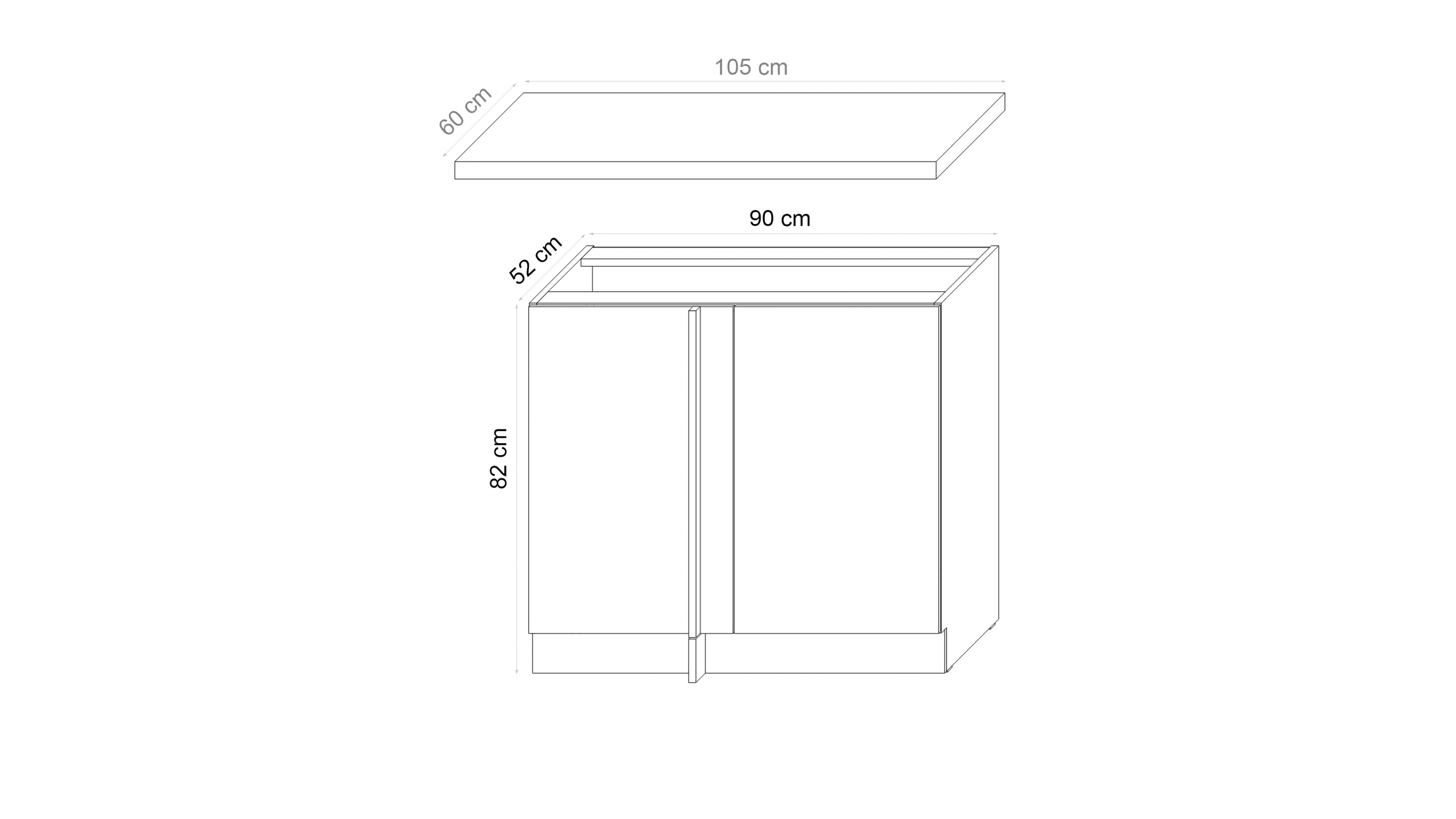Skrinka Kuchynská dolná Armonza 105 ND jednodverová rohová - Čierny mat Skrinka Kuchynská dolná Armonza 105 ND 1F jednodverová rohová - Čierny mat