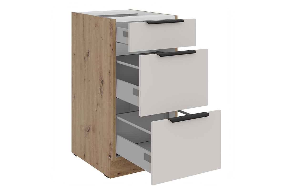 Kuchyňská spodní skříňka Arvani D40 S3 se zásuvkami - kašmír / dub artisan skříňka kuchyňská spodní Arvani D40 S3 se zásuvkami - kašmír / dub artisan