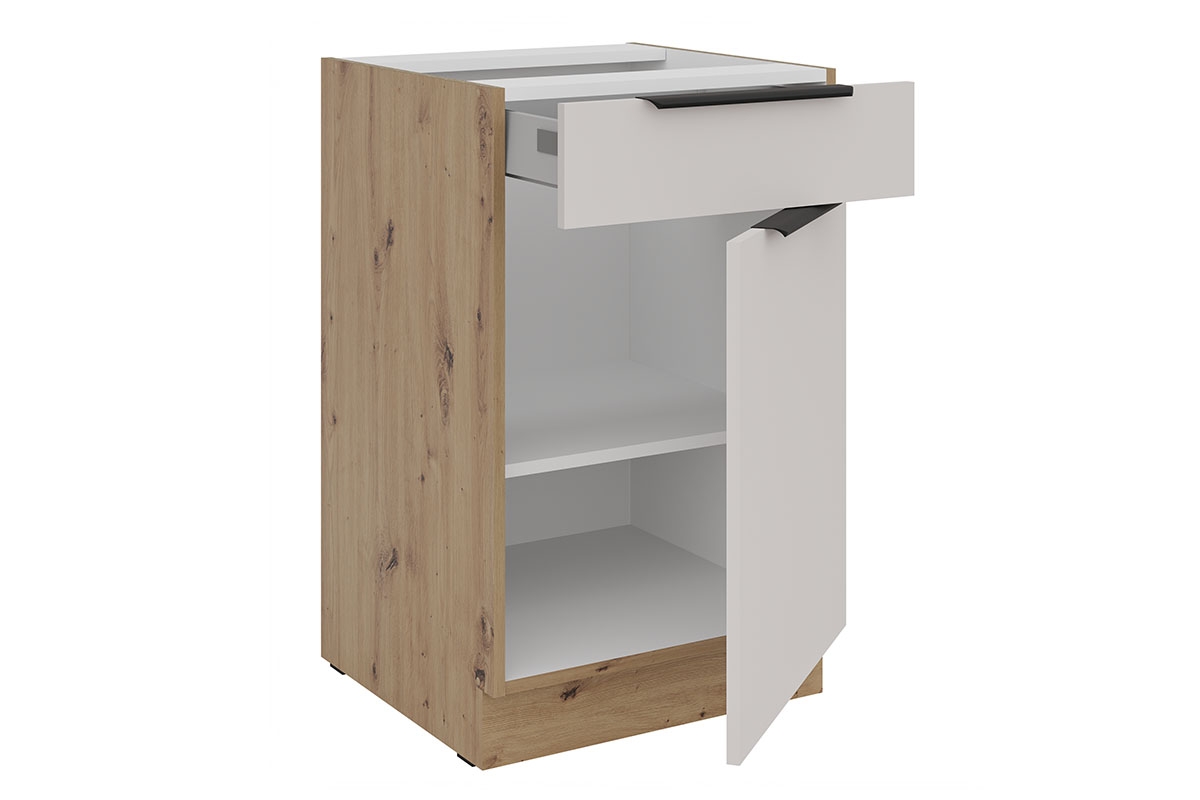 Kuchyňská spodní skříňka Arvani D50 S1 jednodveřová se zásuvkou - kašmír / dub artisan skříňka kuchyňská spodní Arvani D50 S1 jednodveřová z szuflada - kašmír / dub artisan