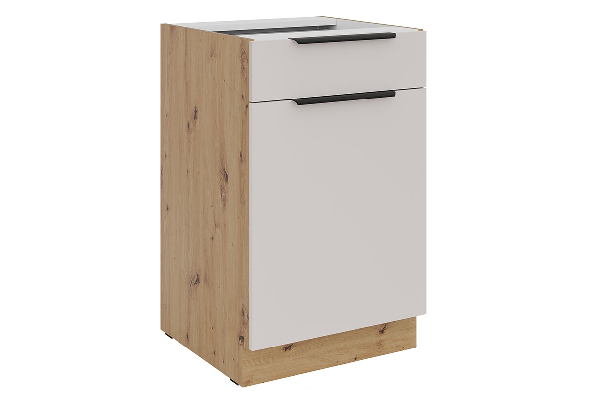 Kuchyňská spodní skříňka Arvani D50 S1 jednodveřová se zásuvkou - kašmír / dub artisan skříňka kuchyňská spodní Arvani D50 S1 jednodveřová z szuflada - kašmír / dub artisan