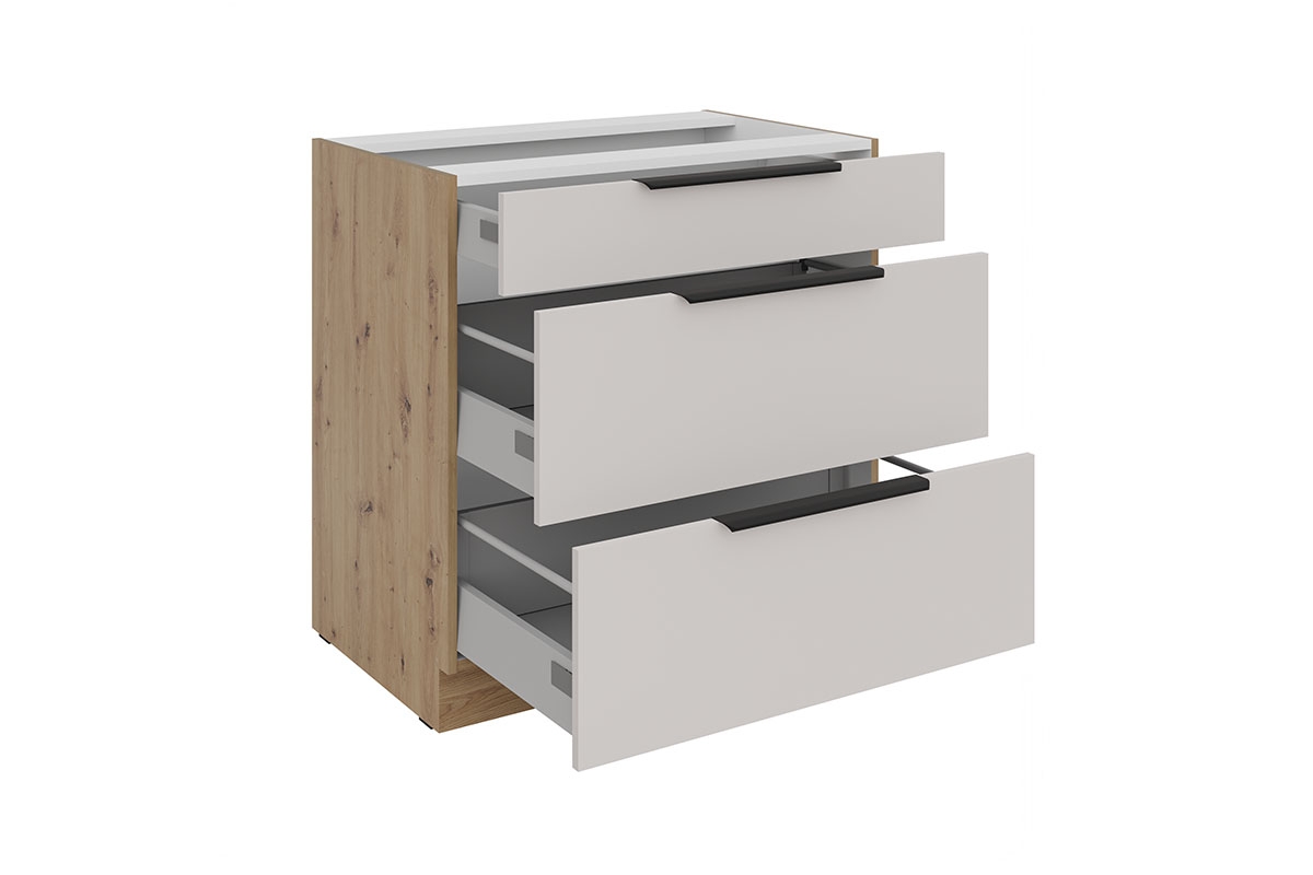 Kuchyňská spodní skříňka Arvani D80 S3 se zásuvkami - kašmír / dub artisan skříňka kuchyňská spodní Arvani D80 S3 z szufladamia - kašmír / dub artisan