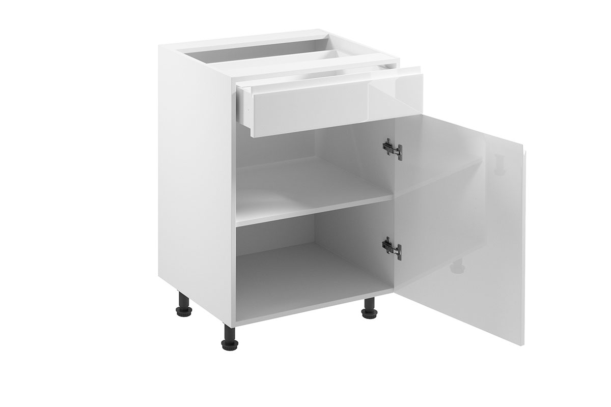 Kuchyňská skříňka Aspen D60S1 s jednou zásuvkou - šedý lesk skříňka kuchyňská spodní Aspen D60S1 jednodveřová z szuflada - bílý lesk