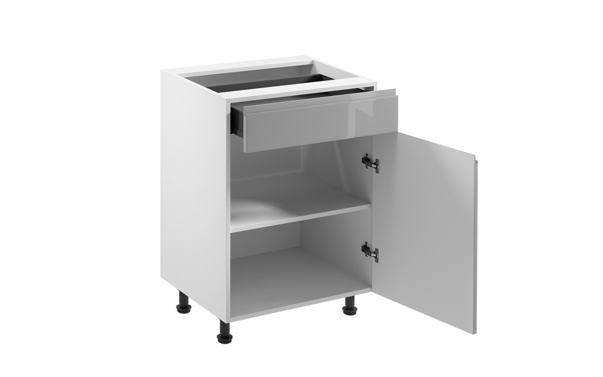 skříňka kuchyňská spodní Aspen D60S1 jednodveřová z szuflada - šedý lesk skříňka kuchyňská spodní Aspen D60S1 jednodveřová z szuflada - šedý lesk