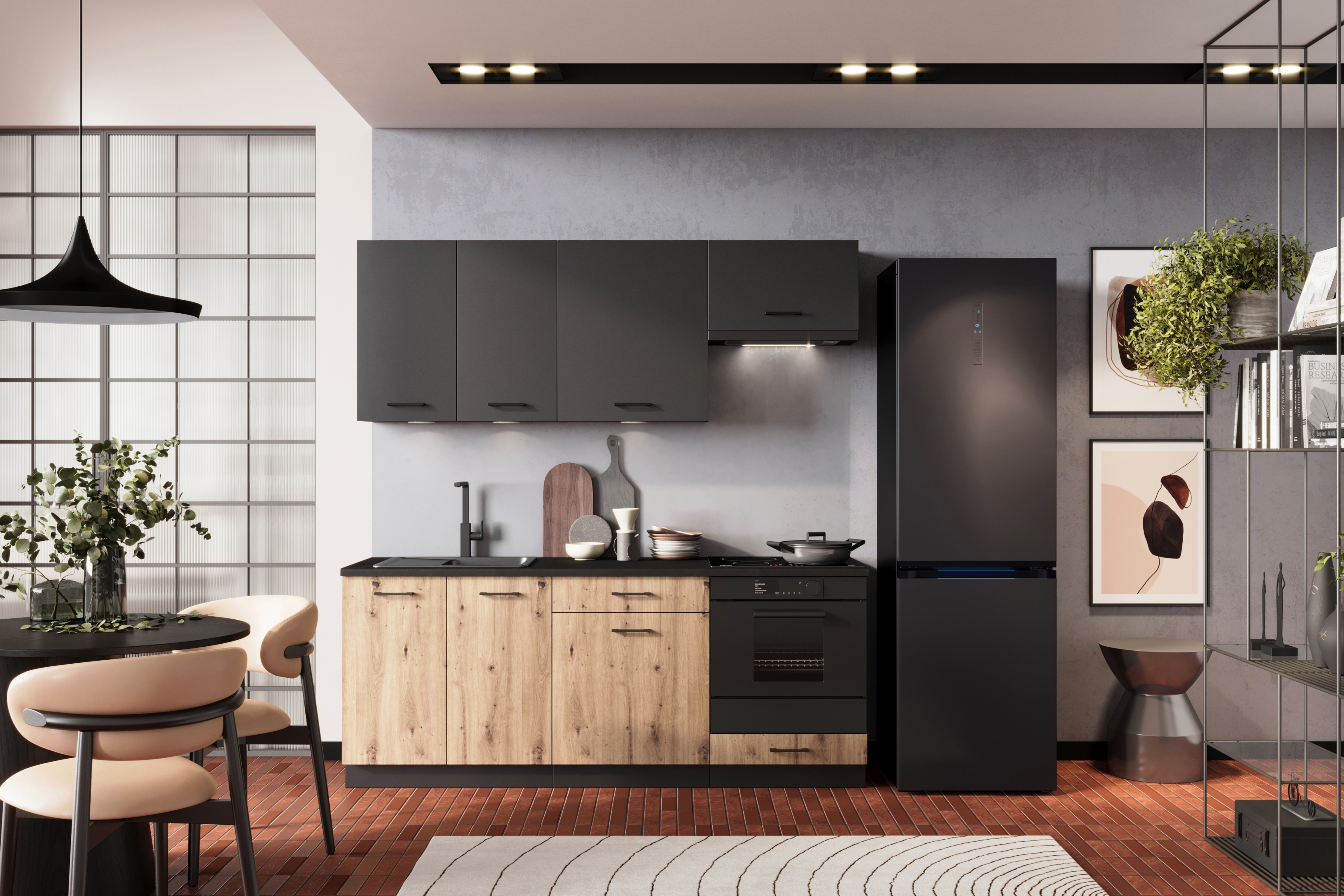 Dolná skrinka Anika D80 dvojdverová – dub artisan / grafit Skrinka Kuchynská dolná dvojdverová Anika D80 - Dub artisan / grafit