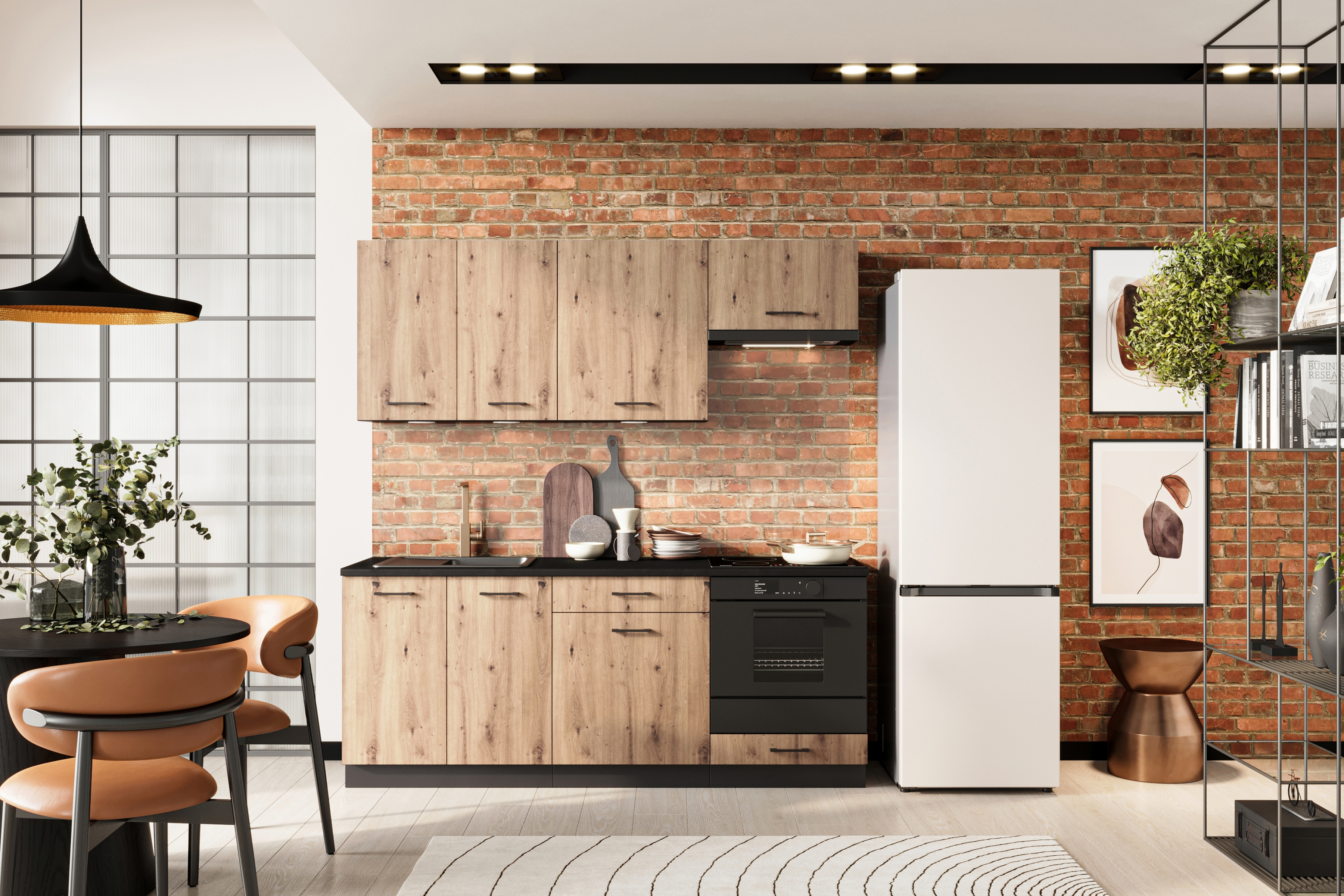 Dolná skrinka Anika D80 dvojdverová – dub artisan / grafit Skrinka Kuchynská dolná dvojdverová Anika D80 - Dub artisan / grafit