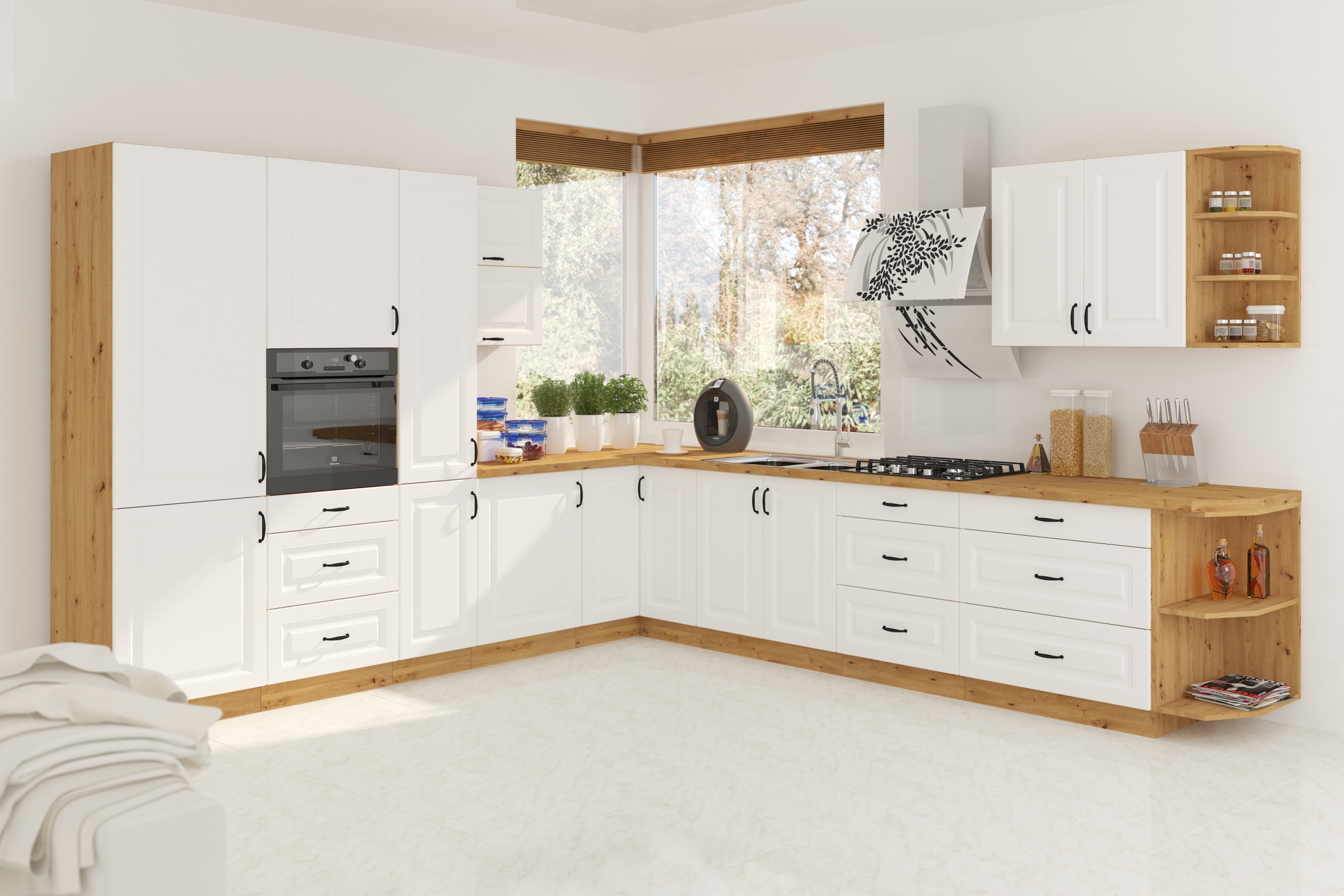 Spodní kuchyňská skříňka Estella 60D se třemi zásuvkami - bílý mat / dub artisan skříňka kuchyňská spodní Eestella 60D 3S se zásuvkami - bílý mat / dub artisan