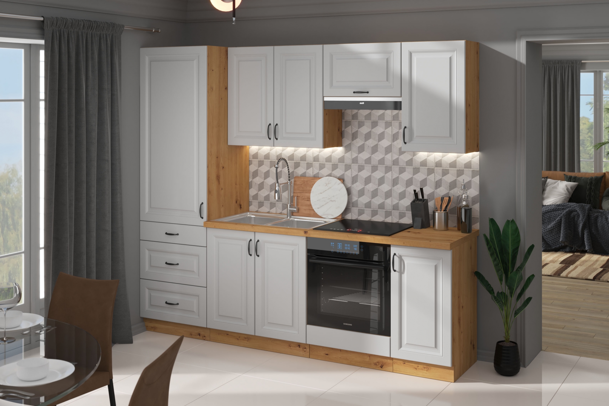 Spodní kuchyňská skříňka Estella 40D jednodveřová - bílý mat / dub artisan skříňka kuchyňská spodní Estella 40D jednodveřová - bílý mat / dub artisan