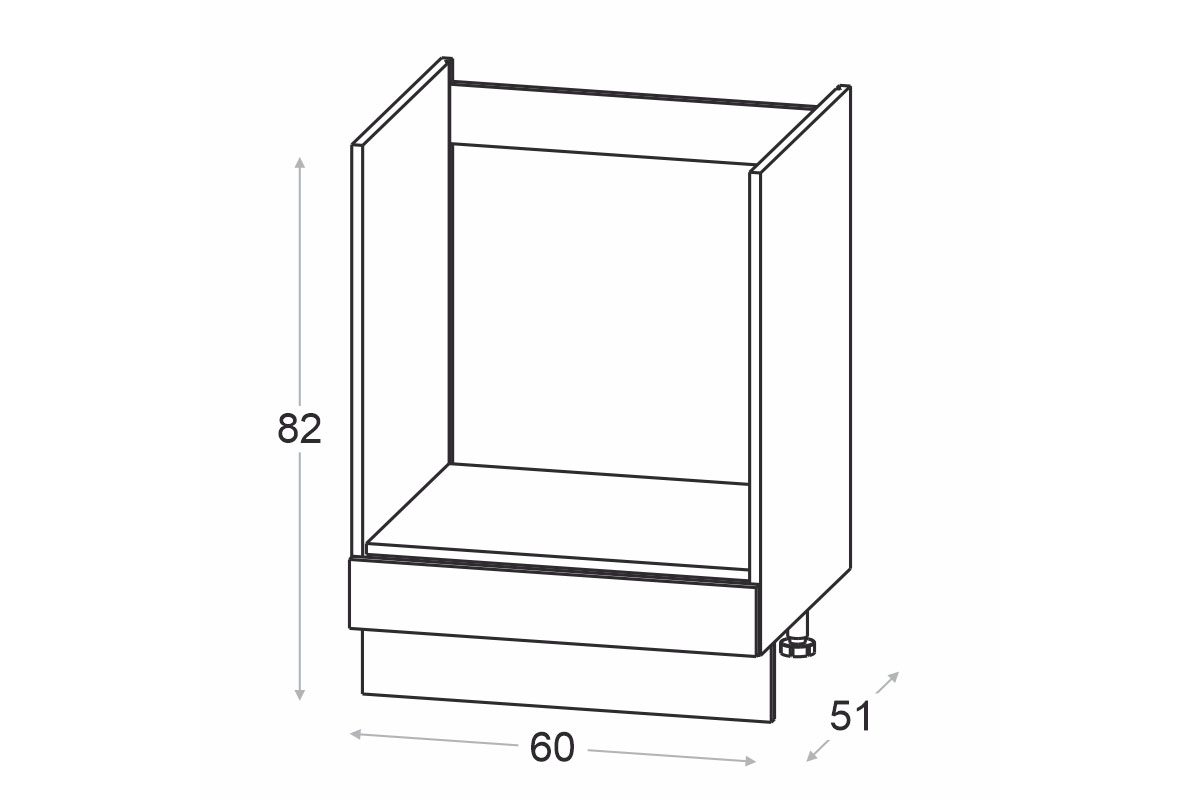 Spodní kuchyňská skříňka Ilandia DP60 pro vestavbu trouby - dub hikora Skříňka kuchyňská spodní Ilandia DP60 do zabudowy piekarnika - dub hikora