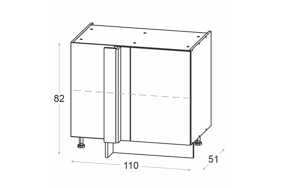 Spodní kuchyňská rohová skříňka Ilandia DPR110x65 jednodveřová - dub hikora Skříňka kuchyňská spodní Ilandia DPR110x65 rohová jednodveřová - dub hikora