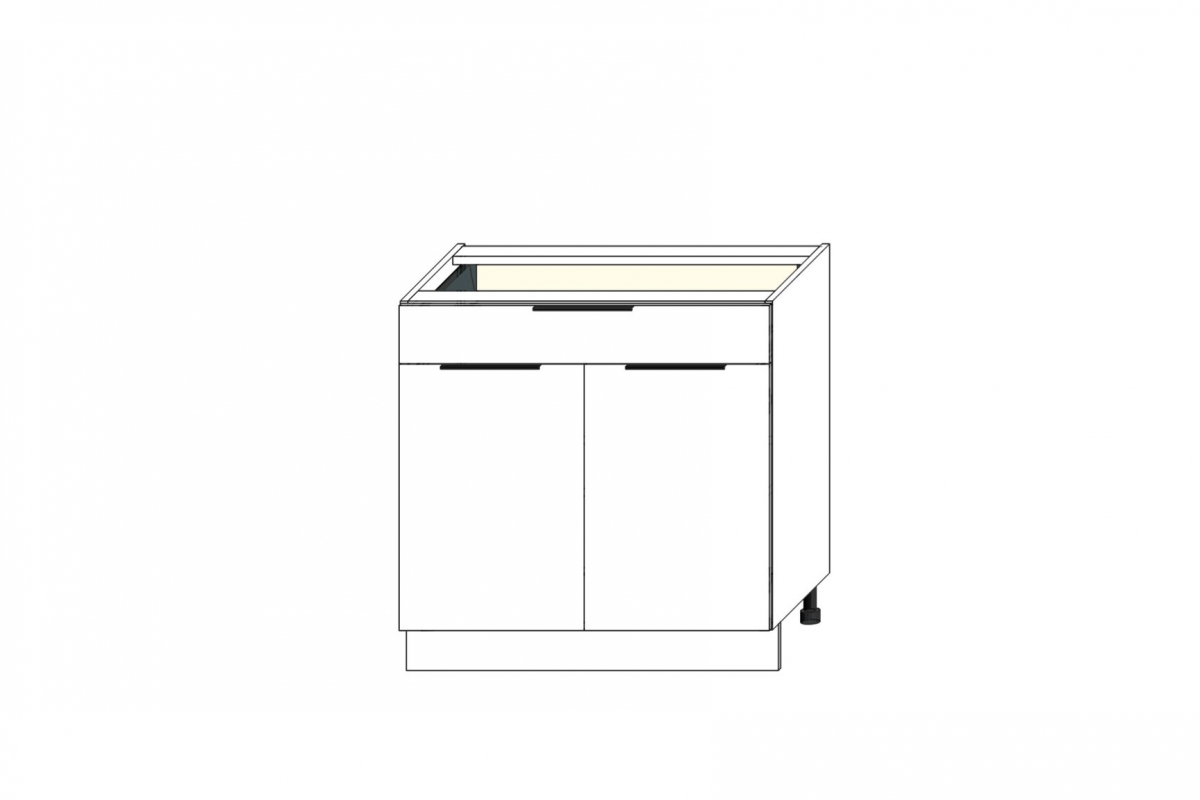 Spodní kuchyňská skříňka Ilandia DS80.1/1 dvoudveřová se zásuvkou - bílý mat Skříňka kuchyňská spodní Ilandia DS80.1/1 dvoudveřová z szuflada - bílý mat