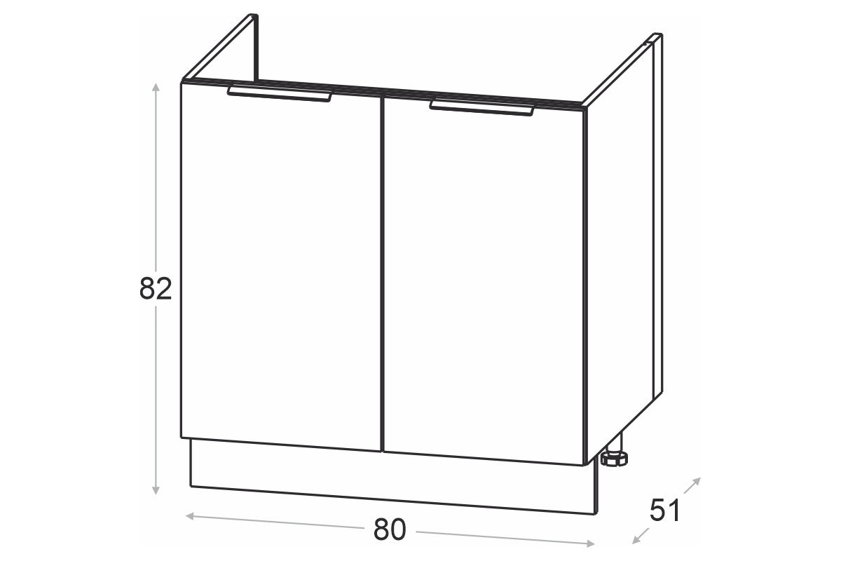 Skrinka Kuchynská dolná Ilandia DZ80 drezová skrinka - Dub hikora Skrinka Kuchynská dolná Ilandia DZ80 pod umývadlo - Dub hikora