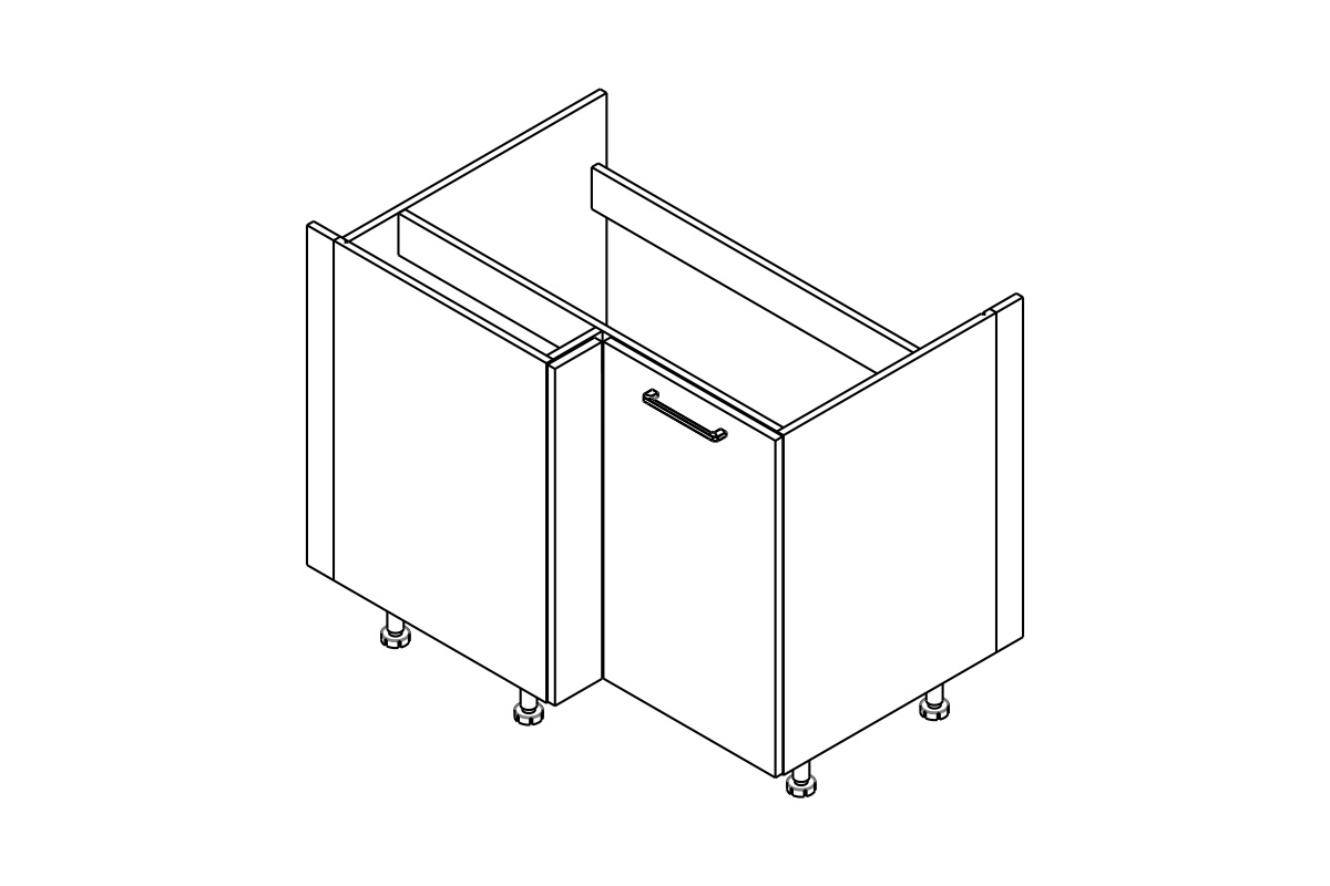 Rohová dolní kuchyňská skříňka Kammono F DRZ100x70 – pod dřez skříňka kuchyňská spodní KAMMONO F DRZ100x70 rohová pod zabudowe zlewu