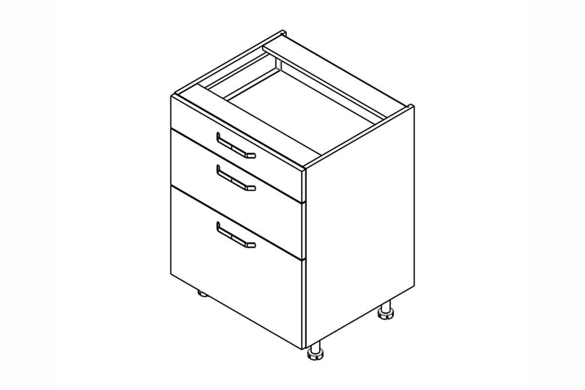Spodná kuchynská skrinka Kammono F DSS65/3 s tromi zásuvkami Skrinka Kuchynská dolná KAMMONO F DSS65/3  s tromi zásuvkami
