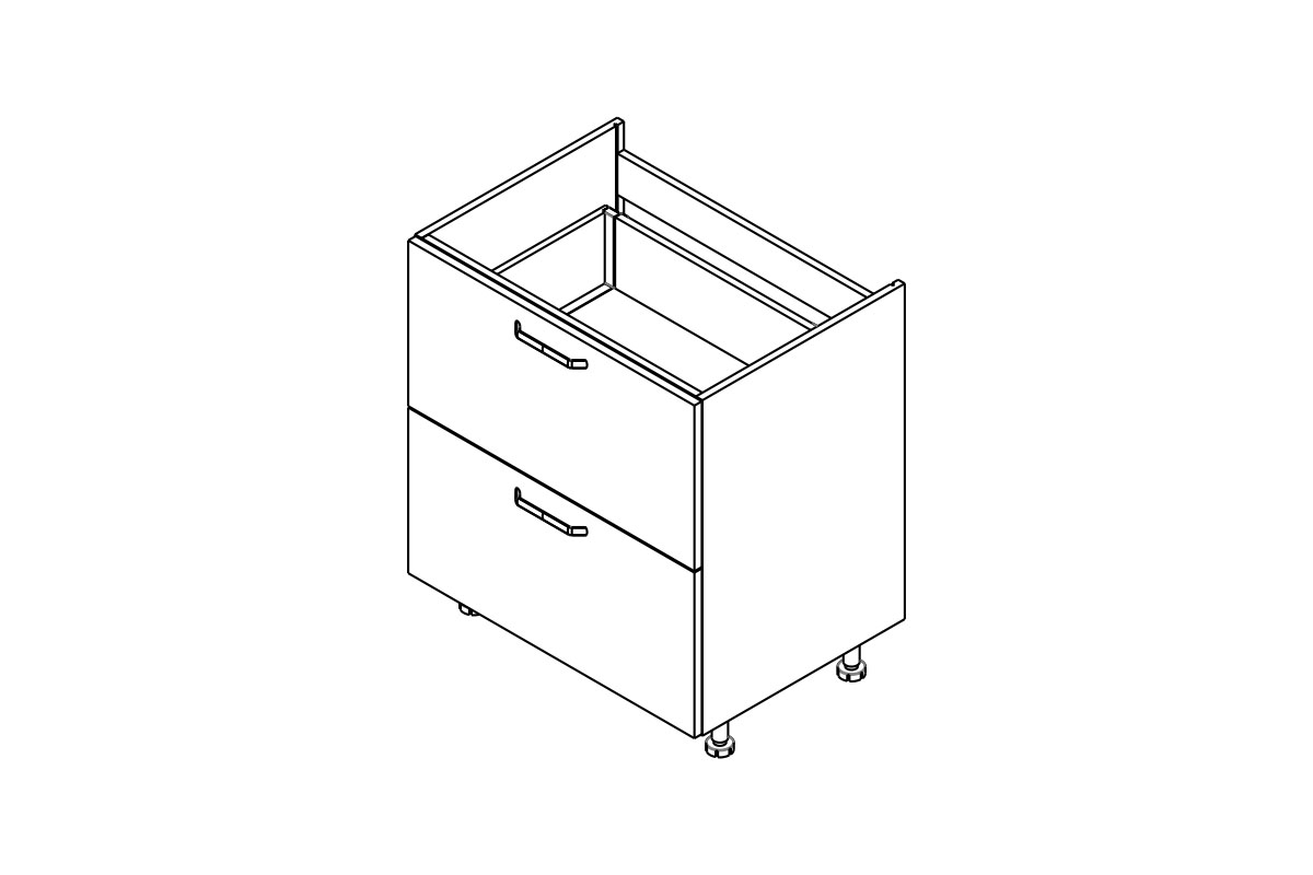 Spodná kuchynská skrinka Kammono F DSS70/2PŁ so zásuvkami pod varnú dosku Skrinka Kuchynská dolná KAMMONO F DSS70/2PL so zásuvkami do riadu plyty grzewczej 