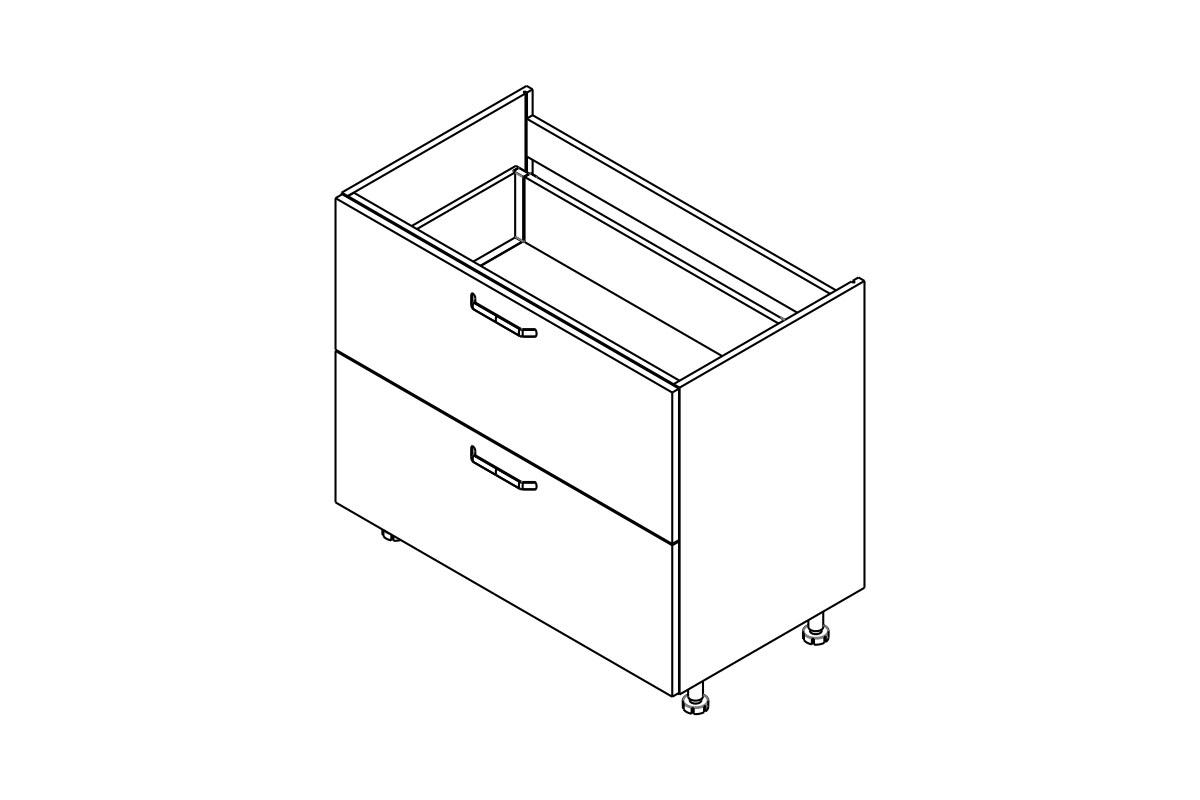 Spodná kuchynská skrinka Kammono F DSS90/2PŁ so zásuvkami pod varnú dosku Skrinka Kuchynská dolná KAMMONO F DSS90/2PL so zásuvkami do riadu plyty grzewczej 