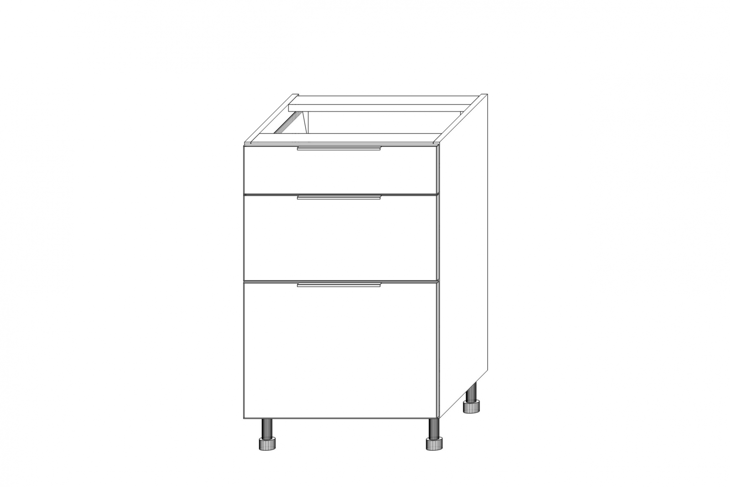 Spodní kuchyňská skříňka Kammono K2 DS50/3 se 3 zásuvkami skříňka kuchyňská spodní KAMMONO K2 DS50/3  se třemi  zásuvkami