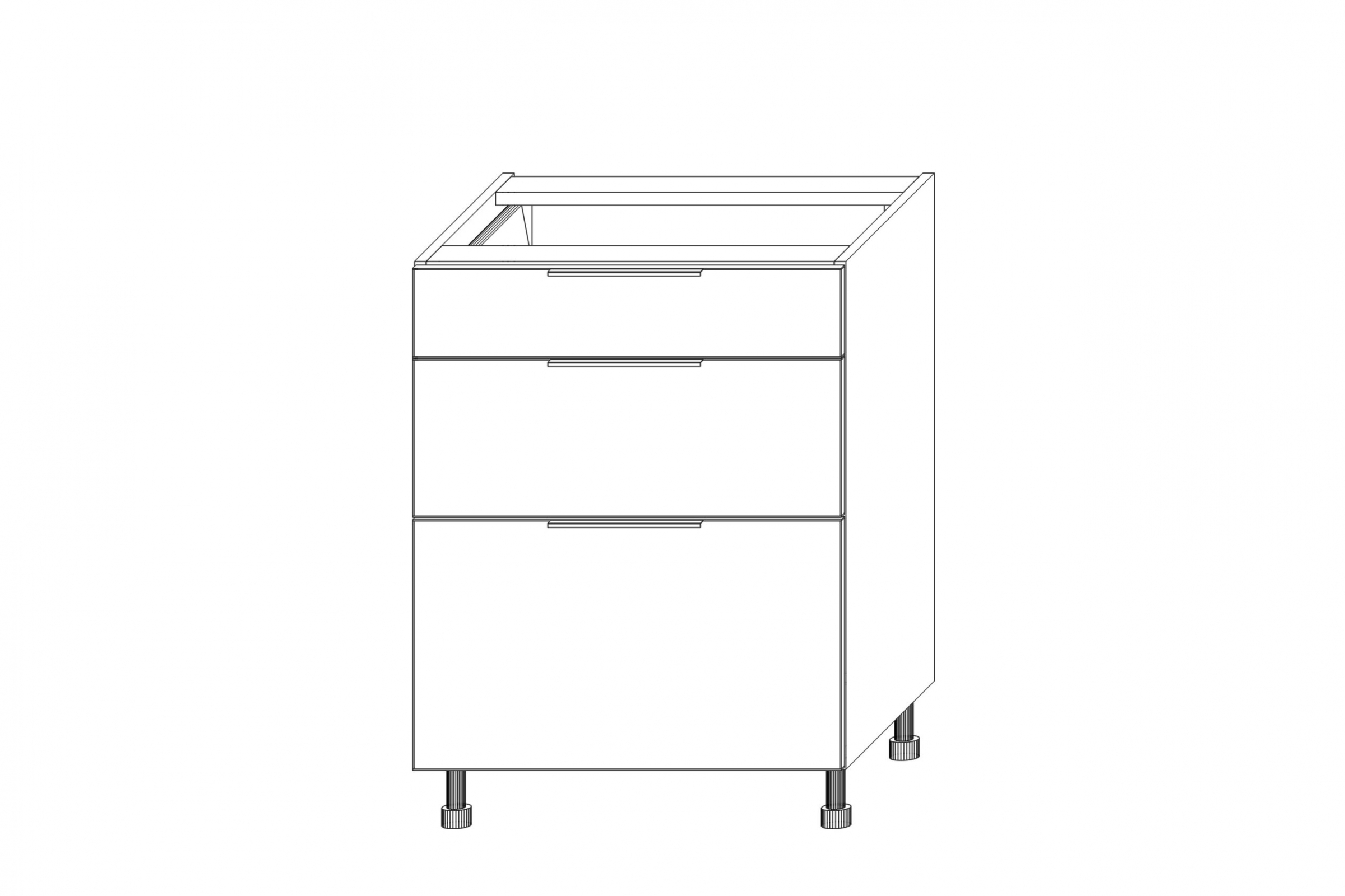 KAMMONO DSS60/3 - dolná skrinka so zásuvkami Starmotion - P2 i K2 BLACK Skrinka Kuchynská dolná KAMMONO K2 DSS60/3 s tromi zásuvkami