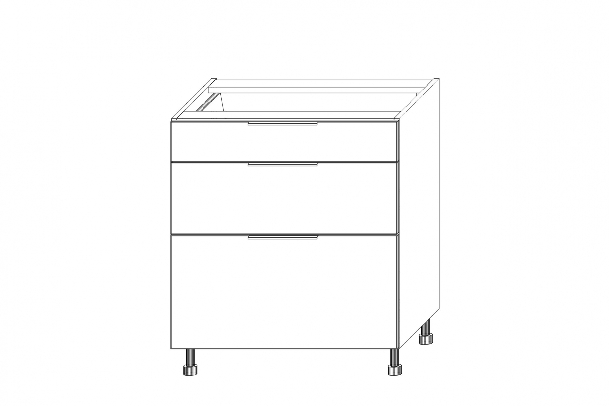 Spodní kuchyňská skříňka Kammono K2 DSS70/3 se 3 zásuvkami skříňka kuchyňská spodní KAMMONO K2 DSS70/3 se třemi  zásuvkami