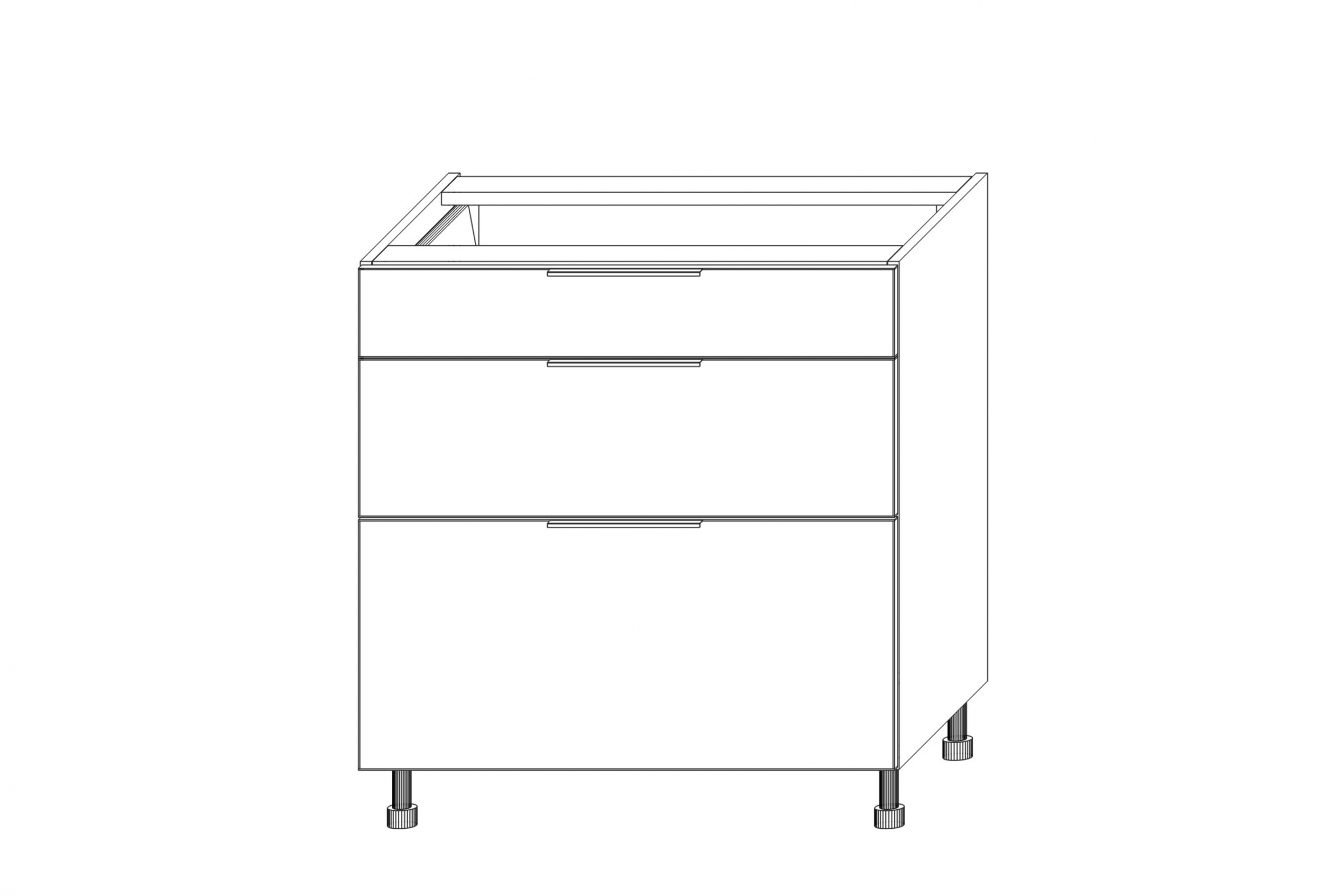 KAMMONO DSS75/3 - dolná skrinka so zásuvkami Starmotion - P2 i K2 BLACK Skrinka Kuchynská dolná KAMMONO K2 DSS75/3 s tromi zásuvkami