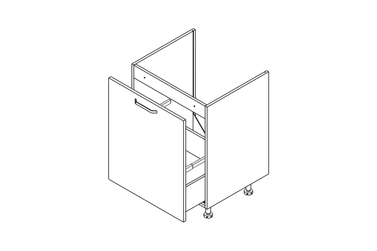 Kuchynská dolná skrinka Kammono P2 DZCSS60 so zásuvkou pod zabudovanie drezu Skrinka Kuchynská dolná KAMMONO P2 DZCSS60 z szuflada pod zabudowe zlewu