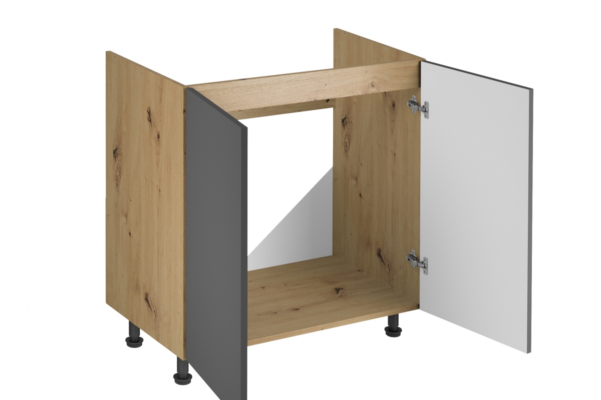 Dolná kuchynská skrinka Langen D80Z dvojdverová na zabudovanie drezu - sivá Skrinka Kuchynská dolná Langen D80Z dvojdverová do riadu zlewozmywaka - grey