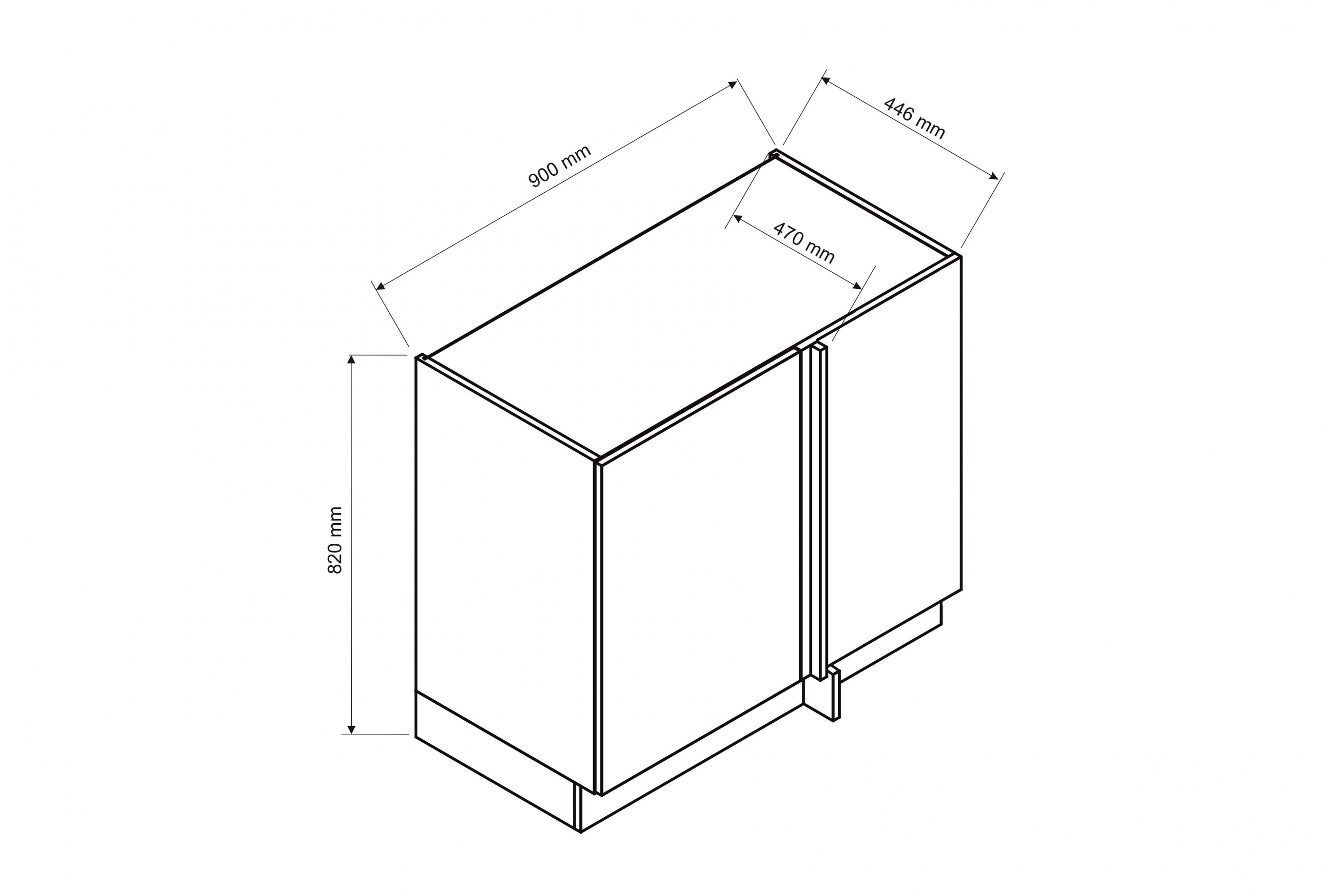 Dolná rohová skrinka Anika DNP jednodverová – dub artisan / grafit Skrinka Kuchynská dolná rohová Anika DNP - Dub artisan / grafit